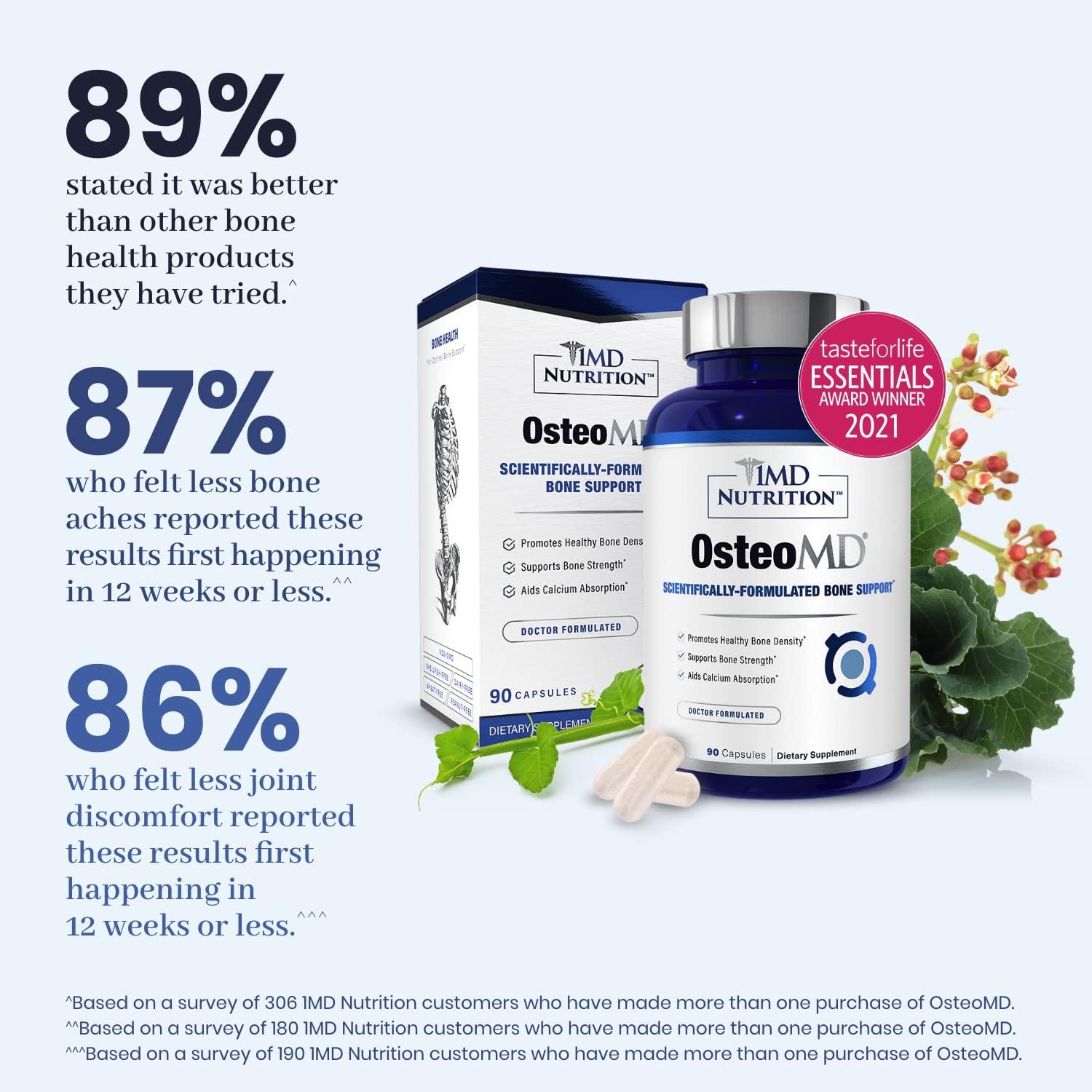 1MD Nutrition OsteoMD for Comprehensive Support - Supplement for Women and Men - Promote Density w/Vitamin D - Hydroxyapatite w/Vitamin D3 & K2-90 Capsules - Image 7
