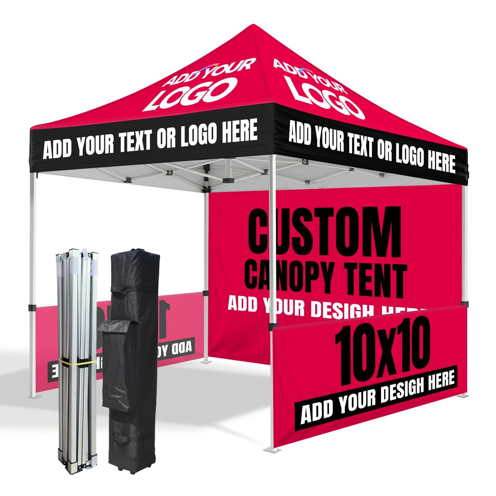 Custom Canopy Tent 10x10 with Logo, Personalized Pop Up Canopy Tent Outdoor Events Business, Nano-Grade Water Repellent Heavy Duty (Customized Configuration