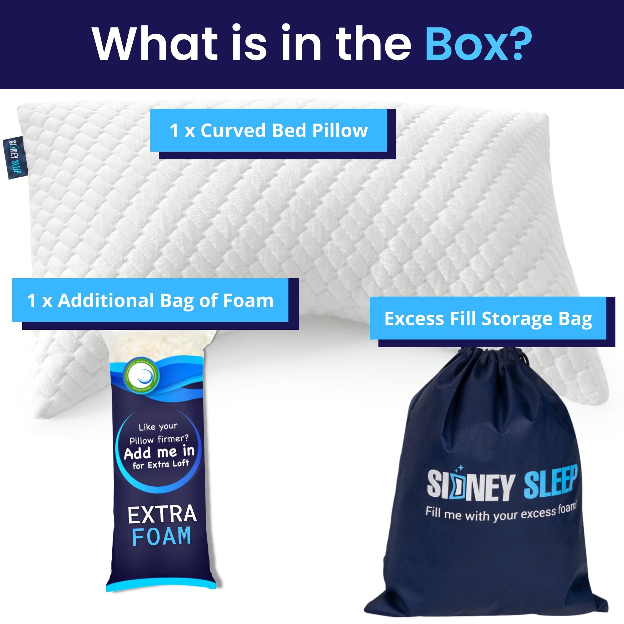 Sidney Sleep Pillow for Side and Back Sleepers - Comfort for Neck and Shoulder Pain - Adjustable Contour Fill - Queen Size - Extra Fill Included (White) - Image 5
