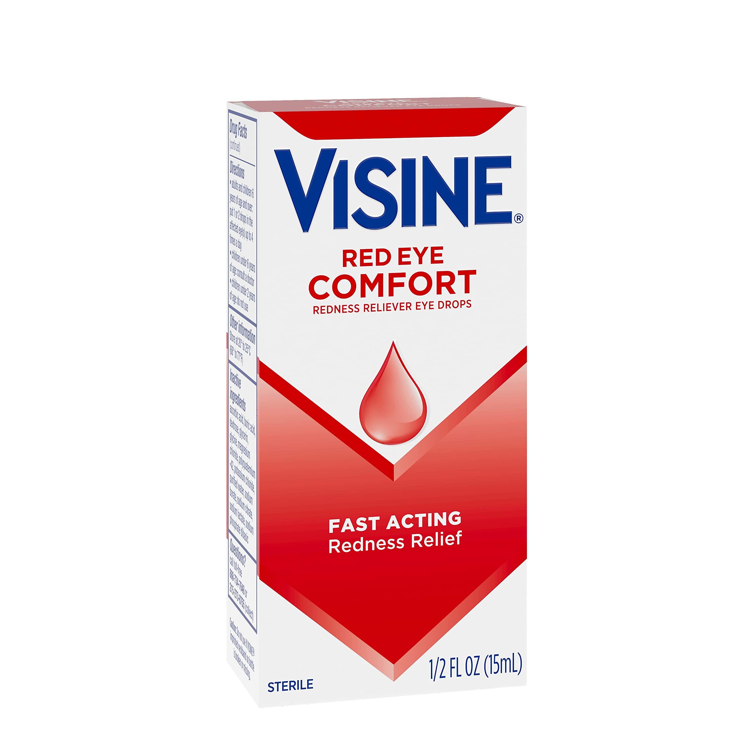 Visine Red Eye Comfort Redness Relief Eye Drops to Help Relieve Red Eyes Due to Minor Eye Irritations Fast, Tetrahydrozoline HCl, 0.5 fl. oz - Image 12