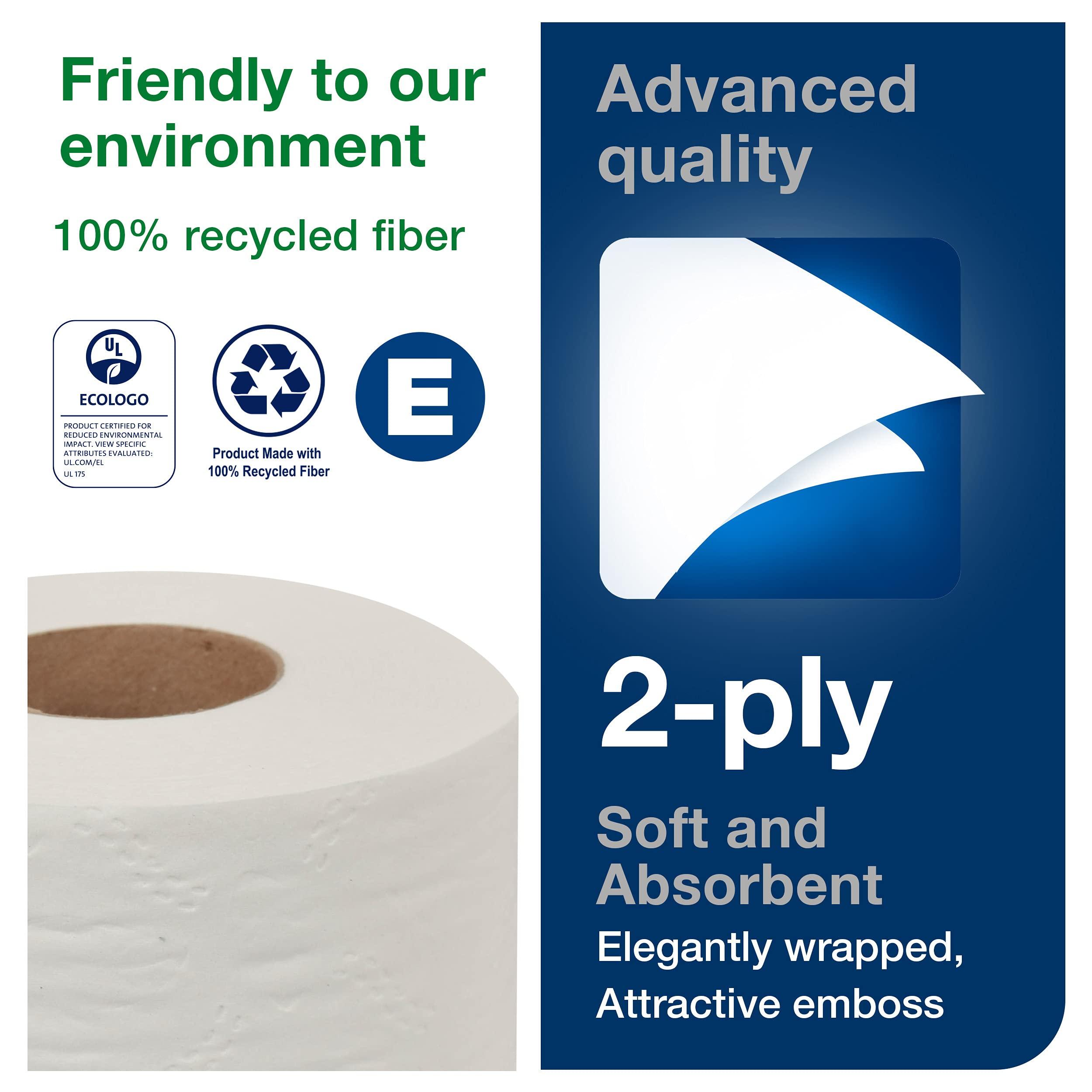 Tork Advanced Toilet Paper Roll, White, Compatible with T24 Dispensers, 2-ply, Soft Tissue, 80 rolls x 500 sheets (2461200) - Image 6