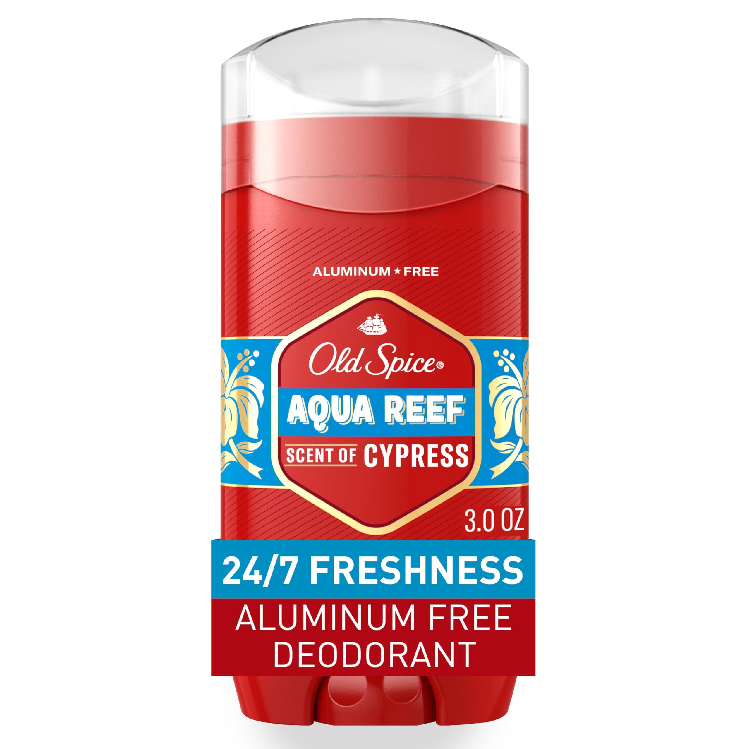 Old Spice Aluminum Free Deodorant for Men, 24/7 Odor Protection, 24/7 Freshness & Lasting Scent, Aqua Reef with Cypress Scent, 3.0 oz
