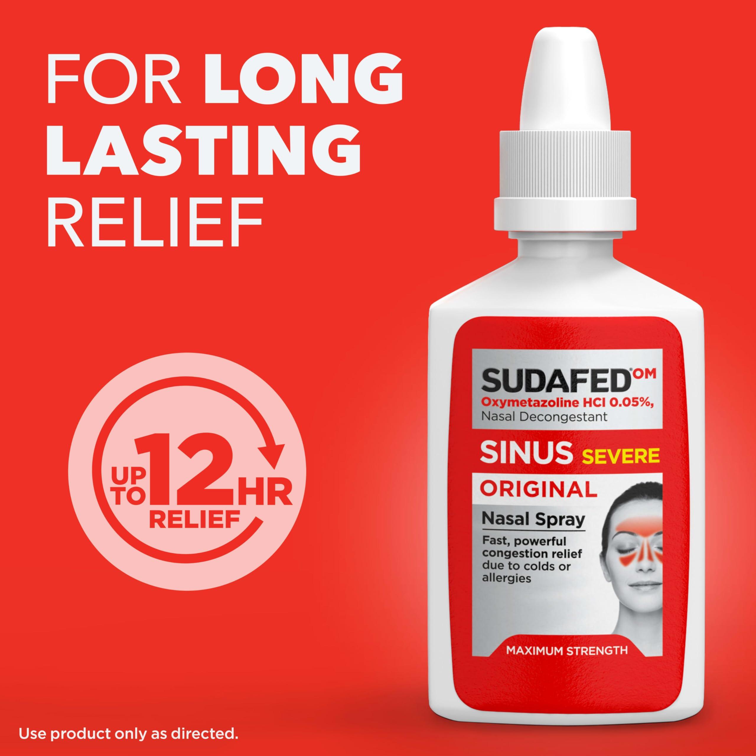 Sudafed Sinus Severe Original Nasal Spray, 12 Hour Nasal Spray Decongestant for Fast, Powerful Congestion Relief Due to Colds or Allergies, Oxymetazoline HCl .05% Nose Spray, 1 fl. oz - Image 6