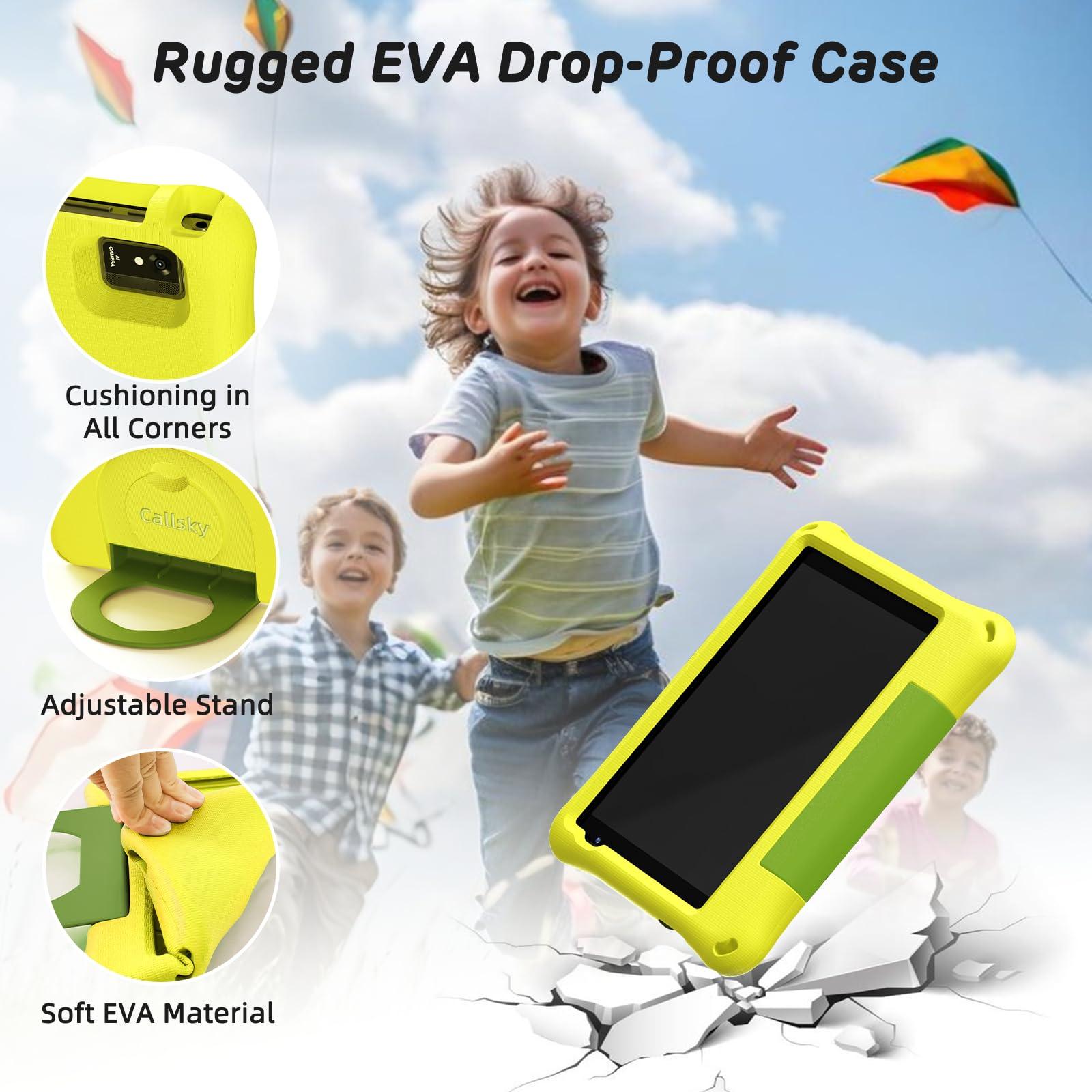 Kids Tablet 8 Inch Android 15, Octa-Core 12GB RAM + 64GB ROM, Toddler Tablet with WiFi 6, Parental Control, Pre-Installed Kids Space, EVA Case, Anti-Glare Screen Protector, Adjustable Strap, Yellow - Image 7