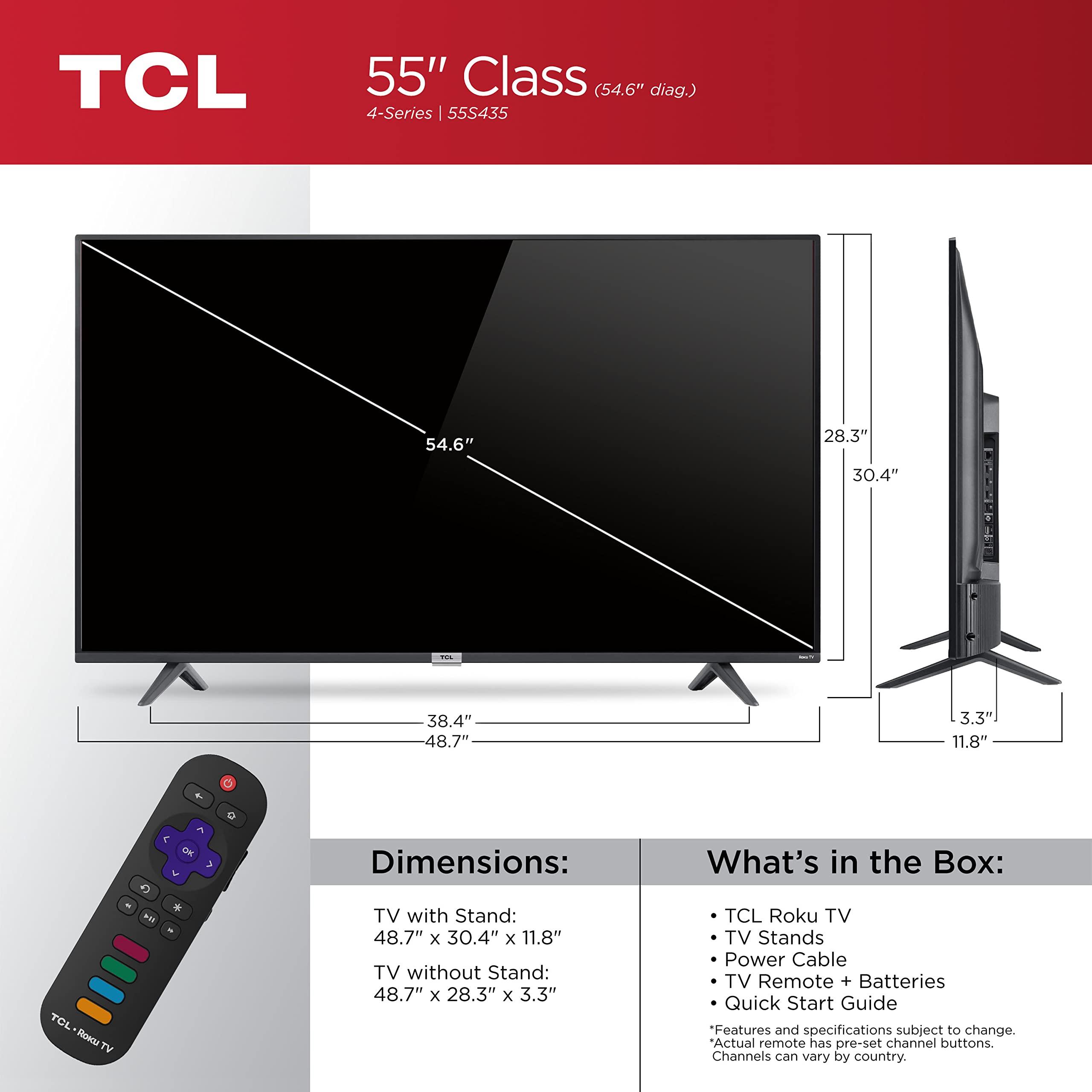 TCL 55" Class 4-Series 4K UHD 55S435, HDR, Smart, Roku TV, 2021 Model - Image 3