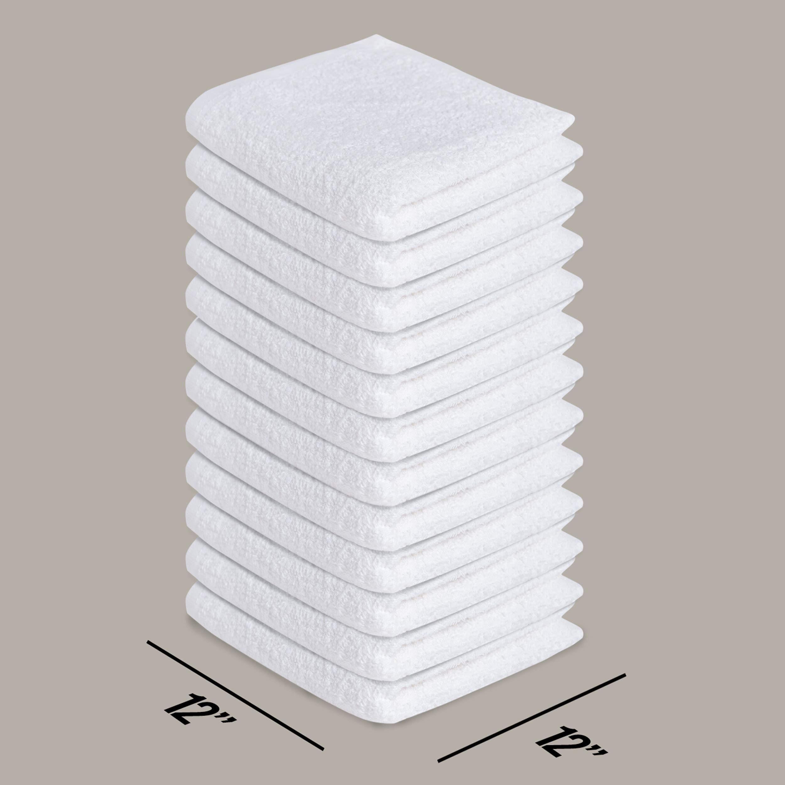 Softolle 100% Cotton Ring Spun Wash Cloths Pack of 24 (12x12 Inches)– Bulk Pack of Washcloths – Wash Cloth for Face, Highly Absorbent, Soft and Face Towels (White) - Image 3