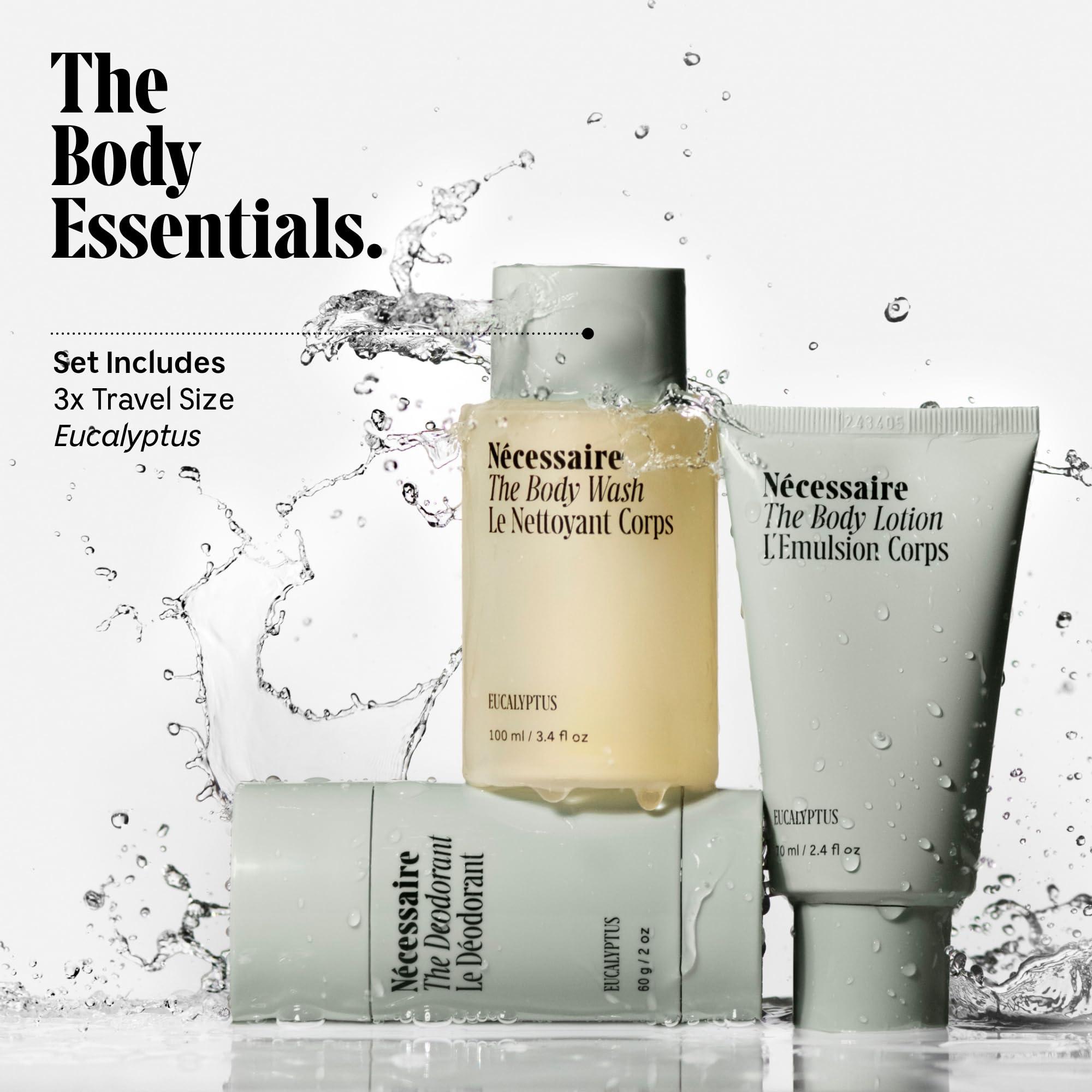 Nécessaire Eucalyptus Body Essentials Set – Travel-Size Body Wash, Body Lotion + Deodorant | For Women + Men | Dermatologist-Tested. Hypoallergenic. Vegan | Aluminum-Free Deodorant - Image 5
