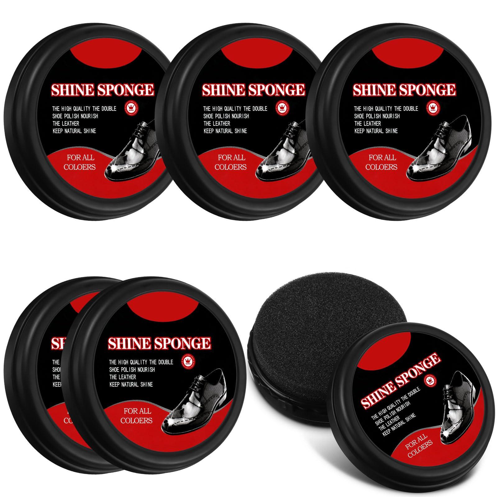 Loopeer 6 Pcs Neutral Shoe Shine Sponge for Shoes Instant Shine Sponge for Leather 0.2oz Leather care for Furniture