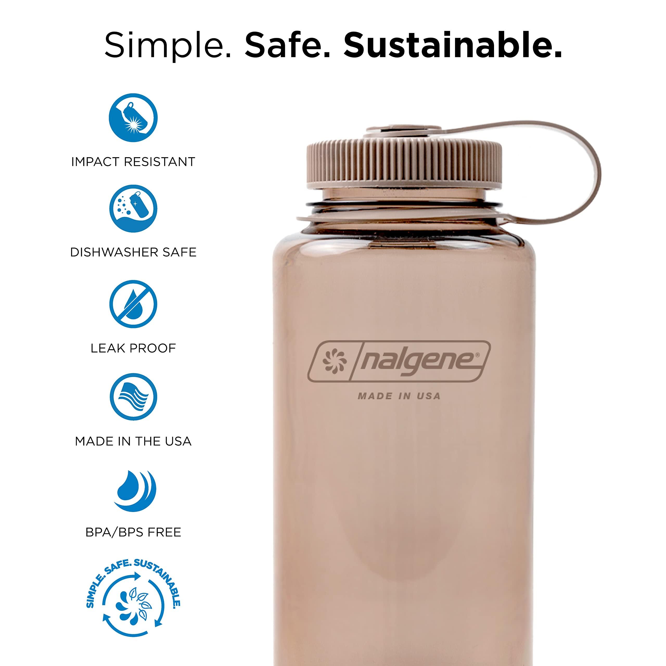 Nalgene Monochrome BPA-Free Recycled Reusable Water Bottle for Backpacking, Hiking, Gym - 32 oz Shatterproof - Mocha - Image 2