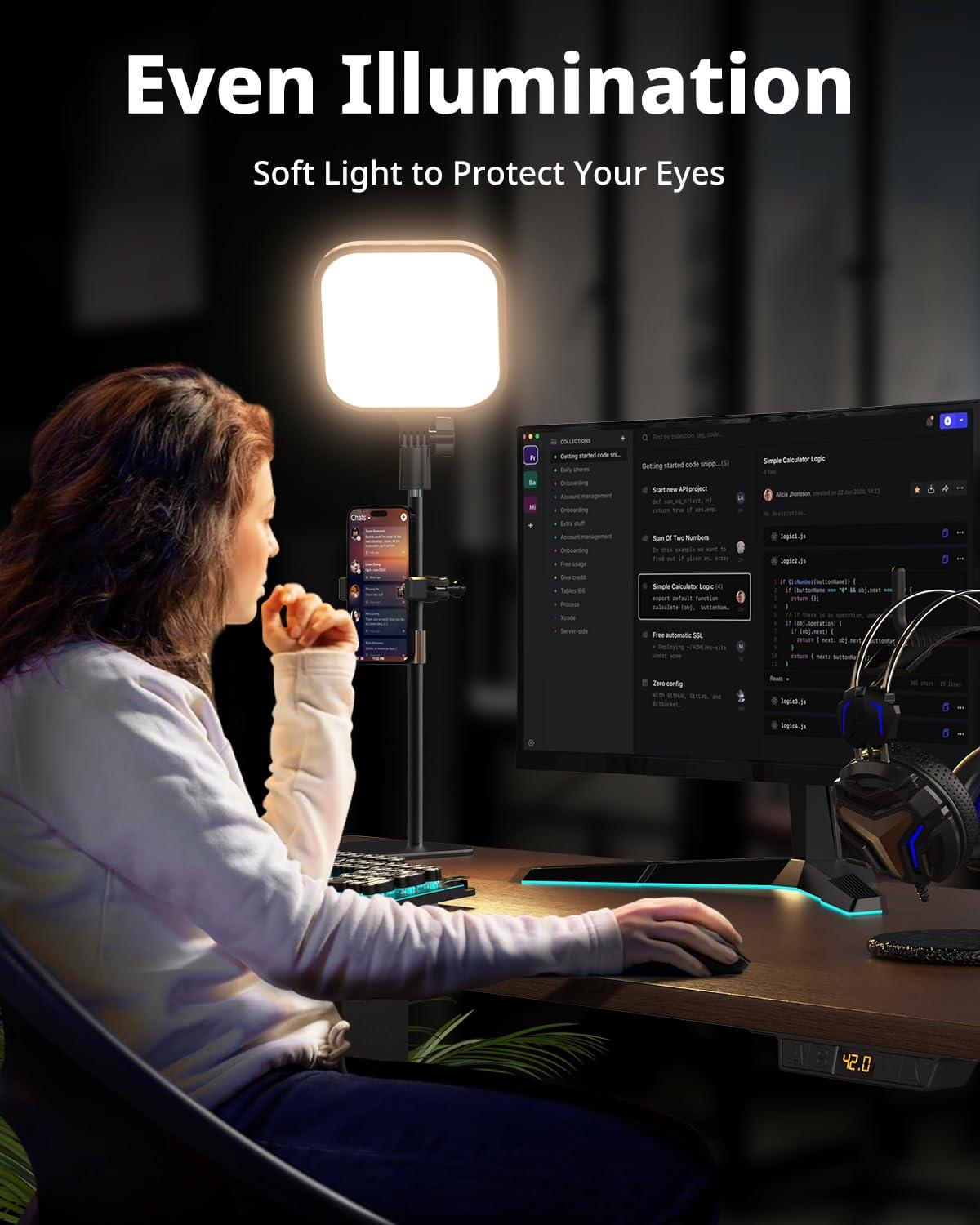 UBeesize Zoom Lighting for Computer, Video Conference Lighting for Video Calls, Desk Light with Stand and Phone Holder for Webcam, Home Office, Podcast, Online Meetings, Live Streaming - Image 2
