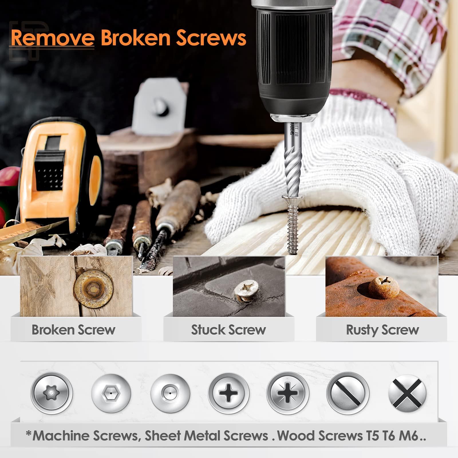 12 Pcs Screw Extractor and Left Hand Drill Bits Set, Easy Out Bolt Extractor Set Spiral Flute Stripped Screw Remover Reverse Cobalt HSS Steel Drill Bit for Remove Broken Tight Screws Bolts Studs - Image 4
