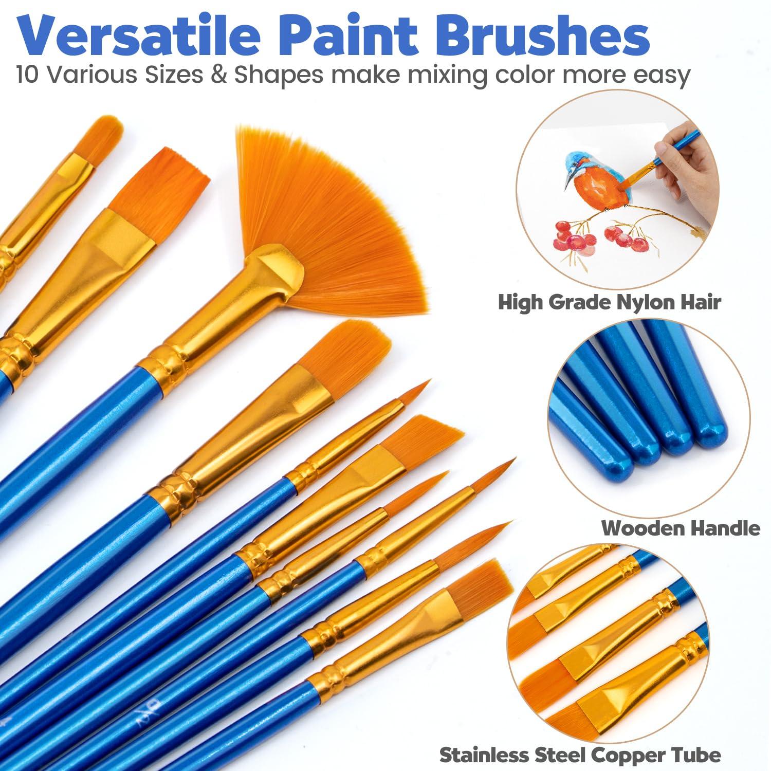 Acrylic Paint Set for Kids & Adults,52Pcs Painting Supplies Kit with 2 Beechwood Easel, 2 Set 12 Acrylic Paints, 20 Brushes, 4 Canvases, Premium Paint Set for Kids,Students,Artists,Beginners - Image 6