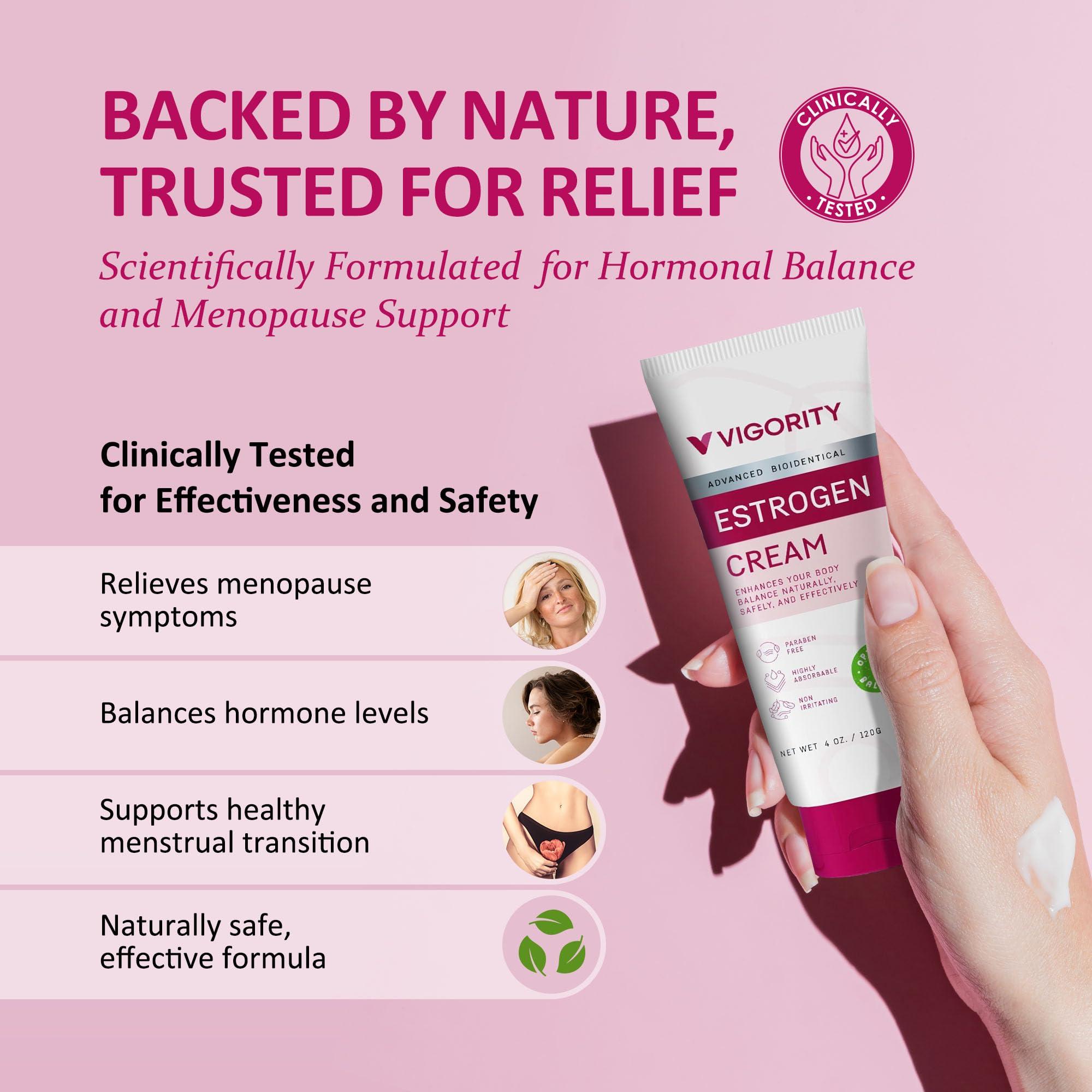 Estrogen Cream For Women, Natural Bioidentical, Hot Flashes Menopause Relief, Estrogen Cream With Wild Yam, Menstrual Cycle & Body Balance Support, Helps Reduce Hot Flashes, Paraben-Free, Vegan, 3-Month Supply(4 Oz) - Image 2