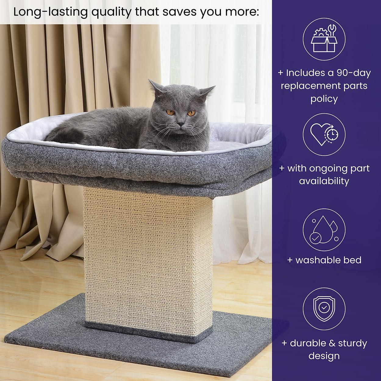 Catry Mellow 2-Level 19" Cat Tree with Large Washable Replaceable Bed, Big Sisal Post, Quick Assembly, Built to Last, Ideal for Small to Large Cats, Grey - Image 8