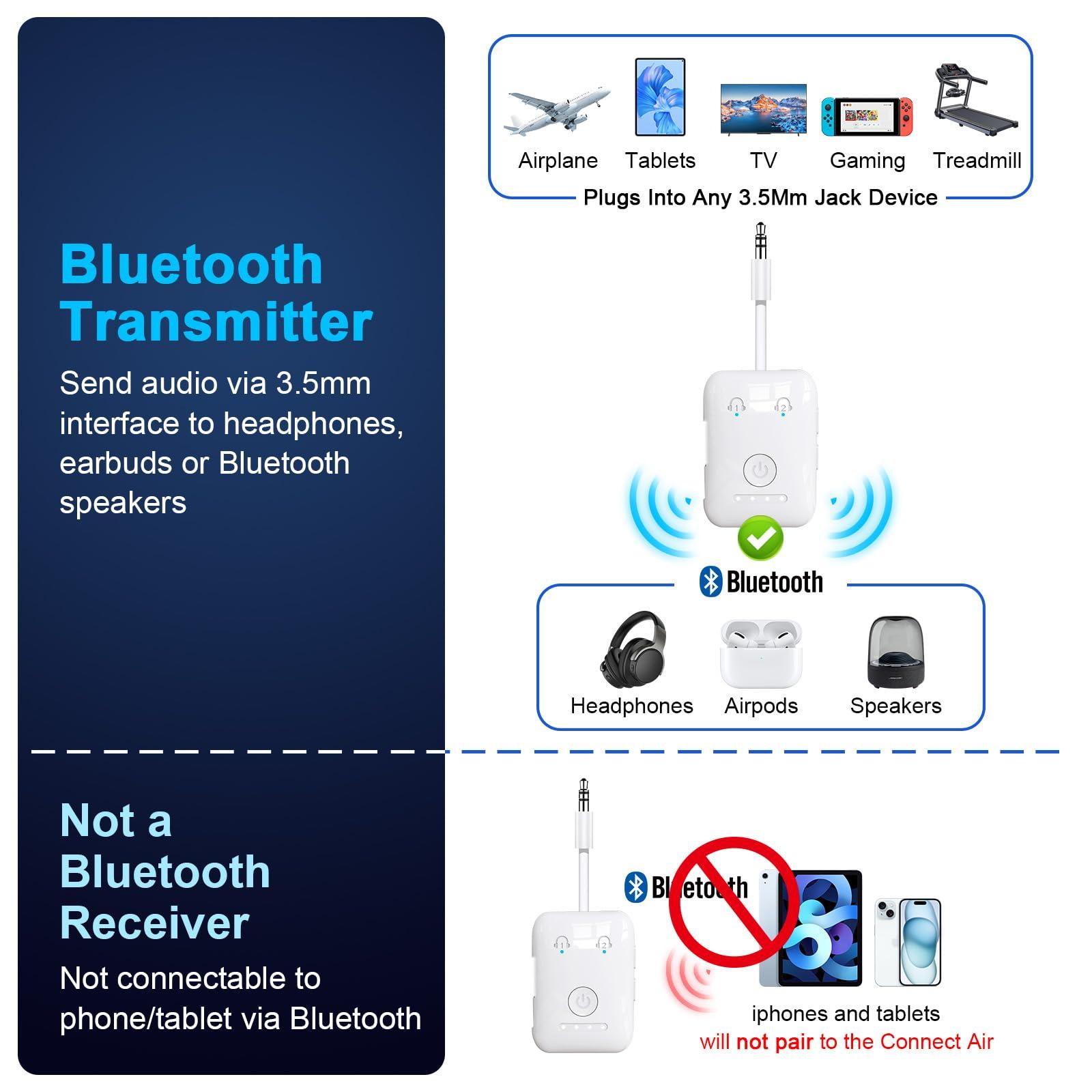 Premium Bluetooth 5.4 Transmitter, Airplane Wireless Adapter, Supports 2 AirPods/Headphones, Bluetooth Transmitter for TV, Airplane, Gym, with aptX Adaptive & Low Latency - Image 7