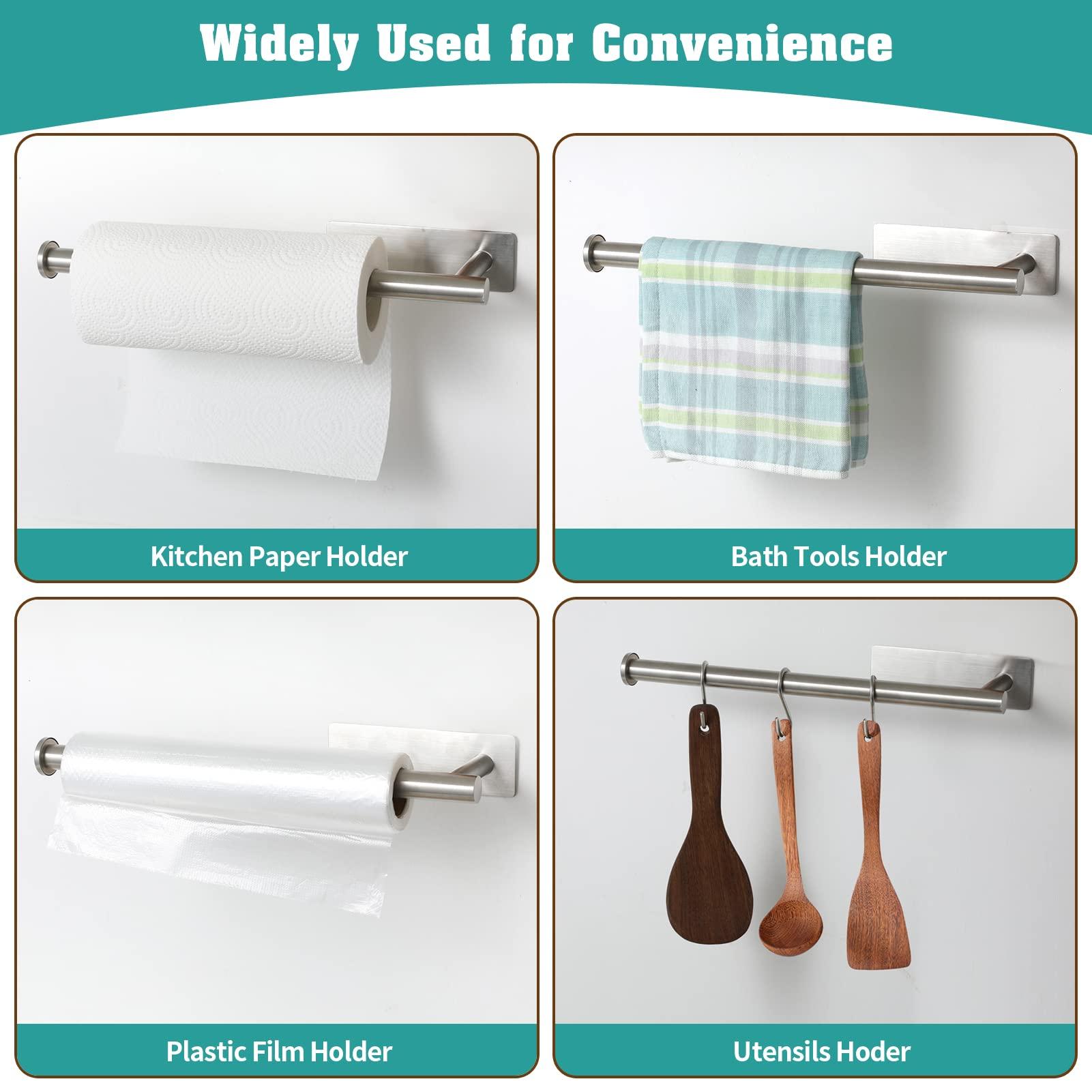 theaoo Under Cabinet Paper Towel Holder for Kitchen, Adhesive Paper Towel Roll Rack for Bathroom Towel, SUS304 Stainless Steel Wall Mount, Both Available for Adhesive and Screws - Image 5