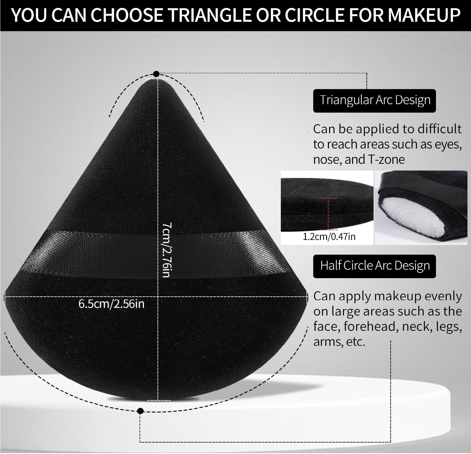 Pimoys 6 Pcs Powder Puff Face Soft Triangle Makeup Puff Velour Makeup Sponge Beauty Blender for Loose Powder (Black) - Image 2
