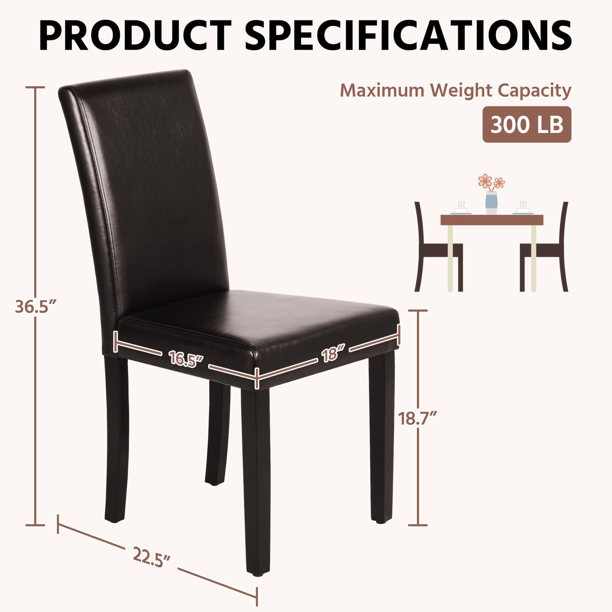 Yaheetech Dining Chairs Set of 4 PU Leather Dining Room Chairs with Waterproof Surface and Wood Legs for Kitchen Restaurant and Living Room, Dark Brown - Image 3