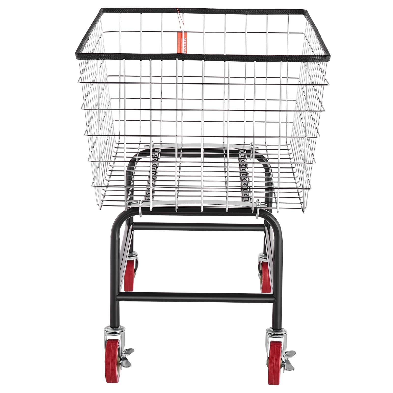 VEVOR Wire Laundry Cart, 3.8Bushel Wire Laundry Basket with Wheels, 32.5''x21.3''x29.9'', Commercial Wire Laundry Basket Cart, Steel Frame with Chrome Finish, 4'' Casters, Wire Basket Cart for Laundry - Image 11