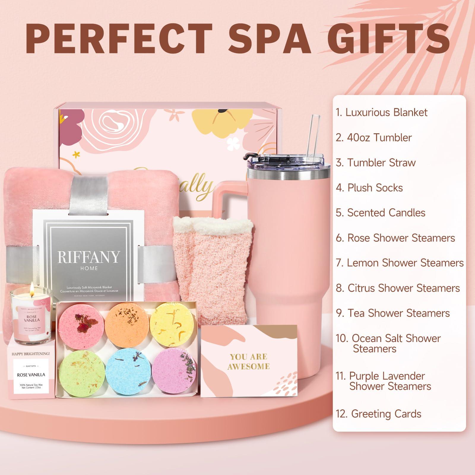 Self Care Gifts for Women, Unique Birthday Gifts for Women, Relaxing Spa Set Get Well Soon Basket Care Package with 300GSM Blanket 40oz Tumbler for Mom Best Friend Sister - Image 3
