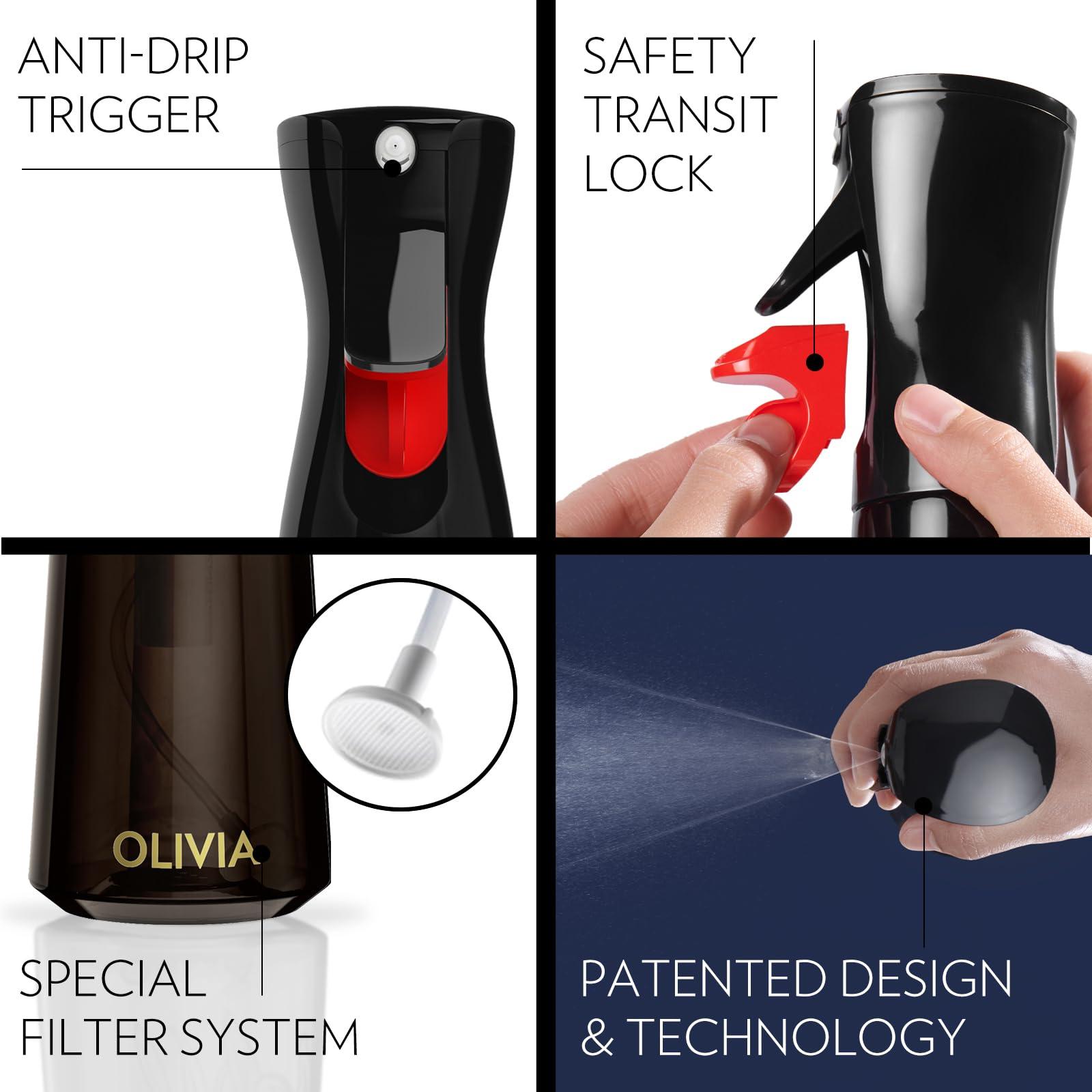 FLAIROSOL OLIVIA Oil Sprayer for Cooking, 200ml Glass Olive Oil Sprayer, Continuous Cooking Spray Dispenser with Portion Control for Kitchen, Air Fryer, Salad, BBQ (Black Bottle, Gold Print) - Image 6