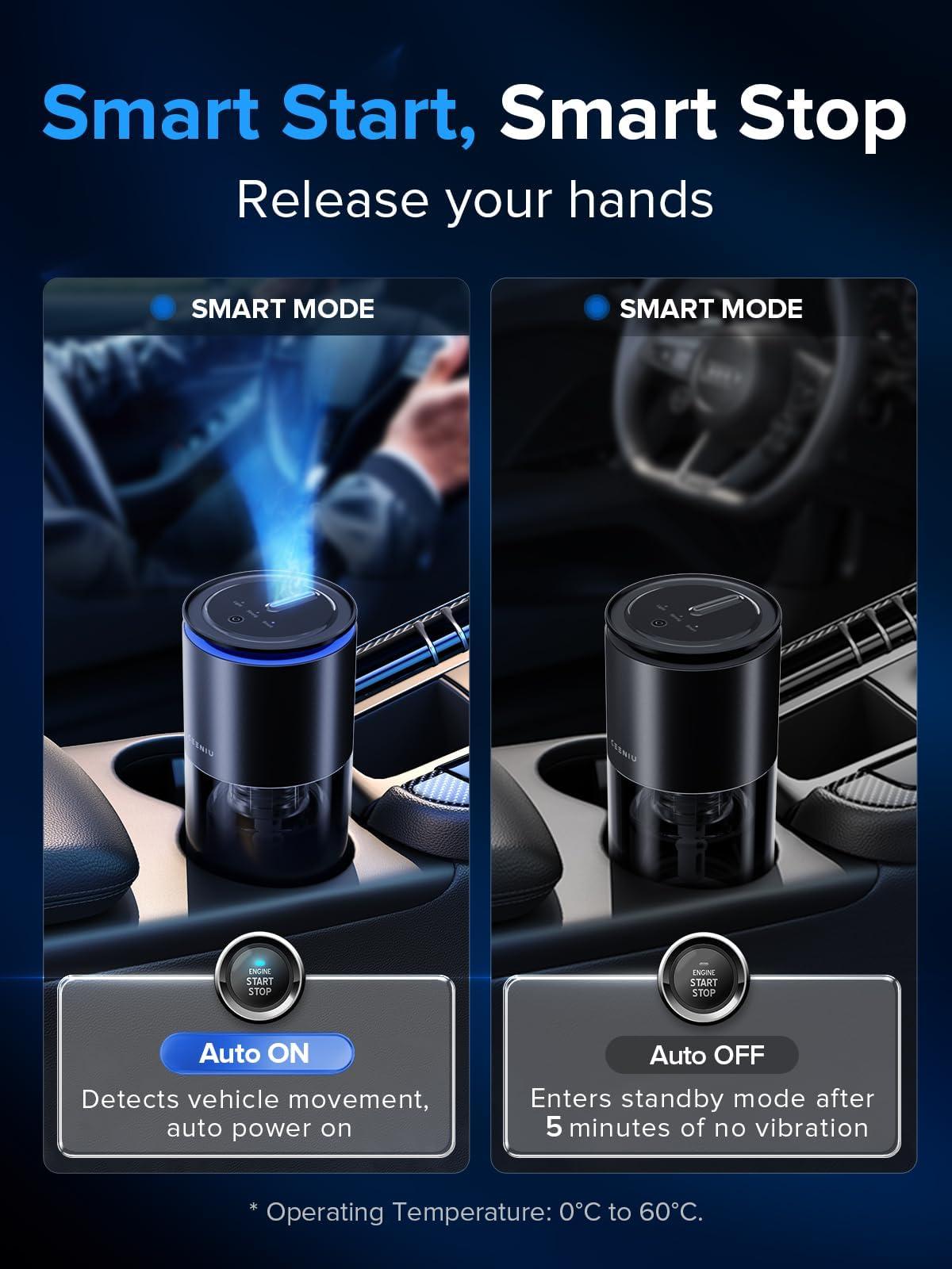 Ceeniu Smart Car Air Freshener, Enlarged Spray Nozzle, Advanced Ultrasonic Diffuser CF12 Pro, Auto On/Off, Adjustable Mode, 60-Day Powerful Battery, Ambient Light, Luxury Cologne Scent, Lasts 4 Months - Image 4