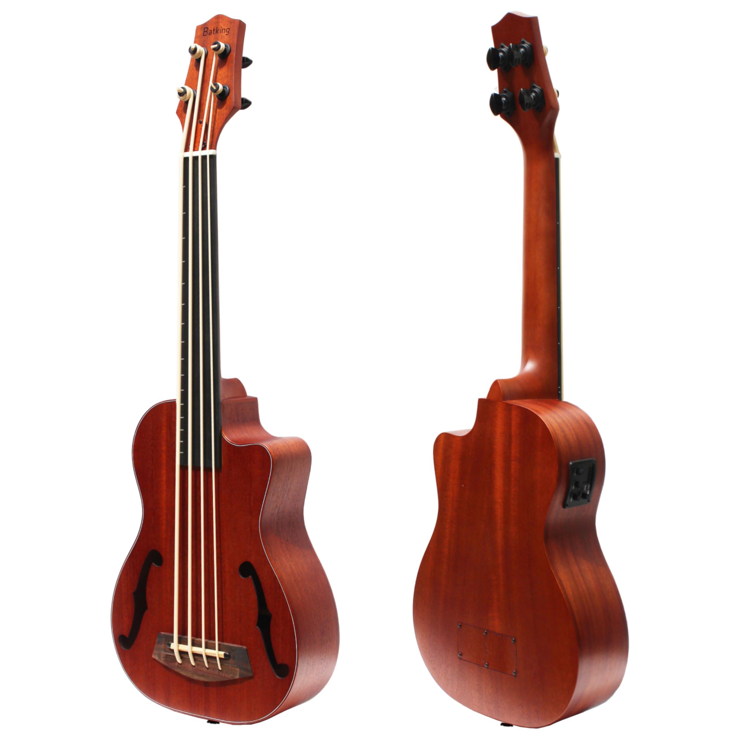 Batking Ubass Electric Ukulele Bass, 30 inch Baritone Bass Ukelele Fretless, Electric Acoustic Bass Uku Wtih Gig Bag (Machine Head Upgraded, Fretless Ubass) - Image 2