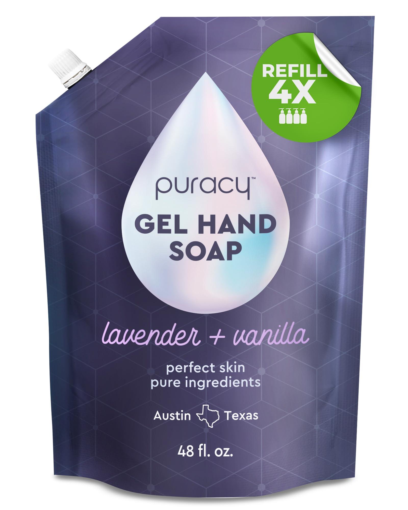 Puracy Organic Hand Soap, Professional Hand Washers We've All Become, Moisturizing Natural Gel Hand Wash Soap, Liquid Hand Soap Refills for Soft Skin (Refill Lavender & Vanilla, 48 Ounce)