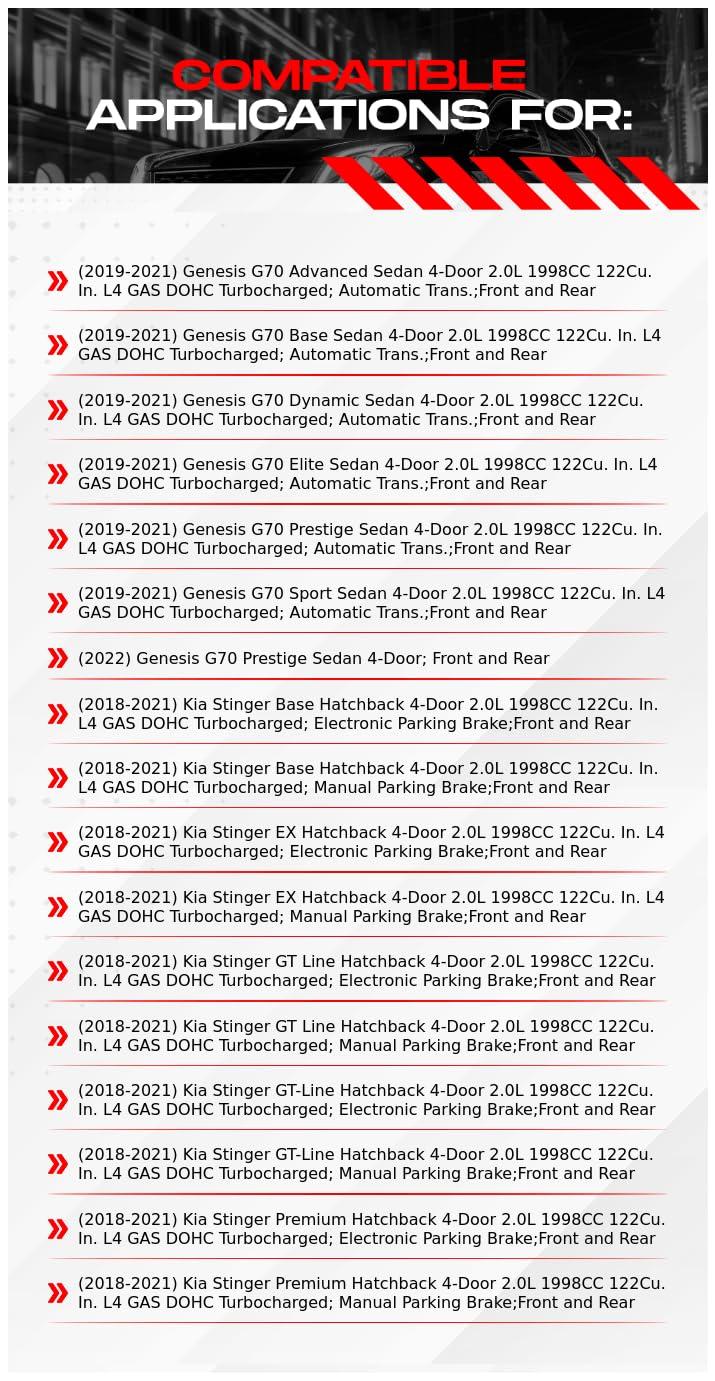 R1 Concepts Front and Rear Brakes and Rotors| Hardware Included| Front and Rear Ceramic Brake Pads and Rotors Kit| Fits 2019-2022 Genesis G70; 2018-2021 Kia Stinger - Image 2