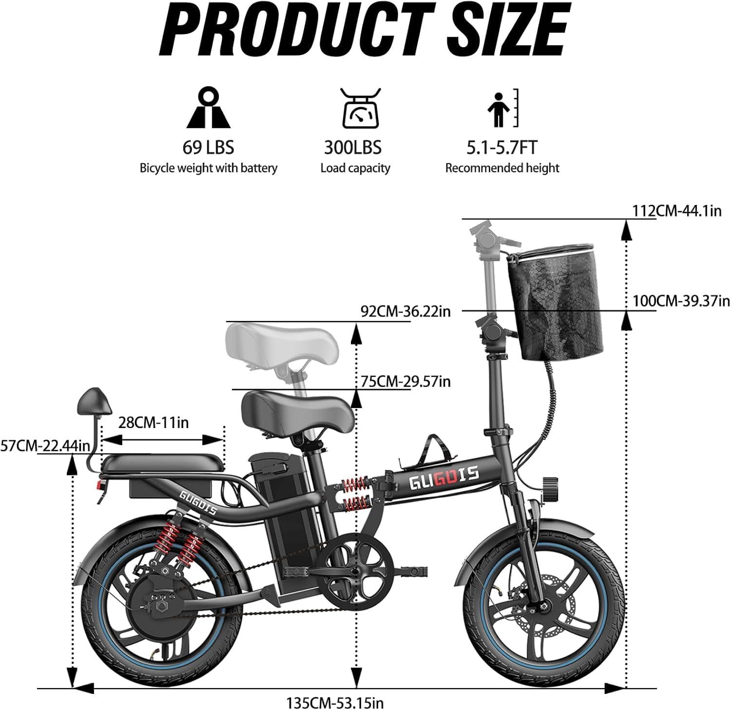 ZABLIZ 16 Inch Mini Folding Electric Bike for Adults, Up to 45/60 Miles 28/32 MPH, 2 Seater Fotable E Bikes for 48V 15/20Ah Removable Battery - Image 7