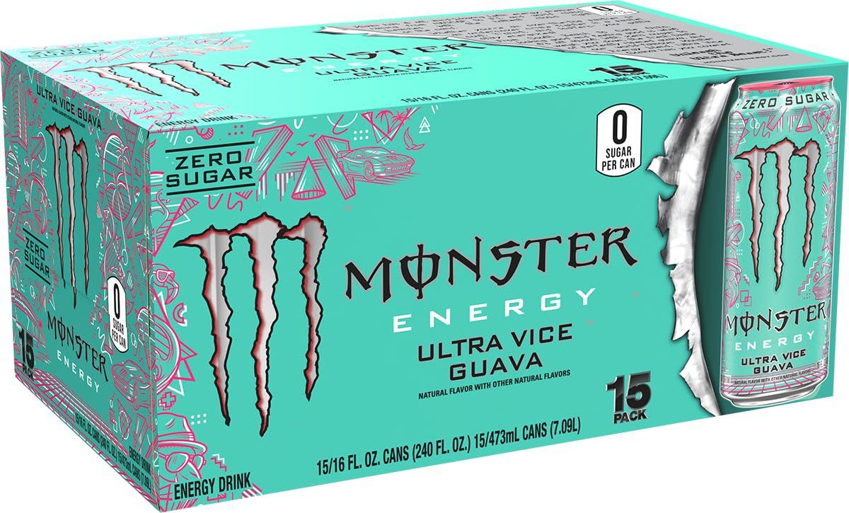 Monster Energy Ultra Vice Guava, Sugar Free Energy Drink, 16 Ounce (Pack of 15) - Image 2