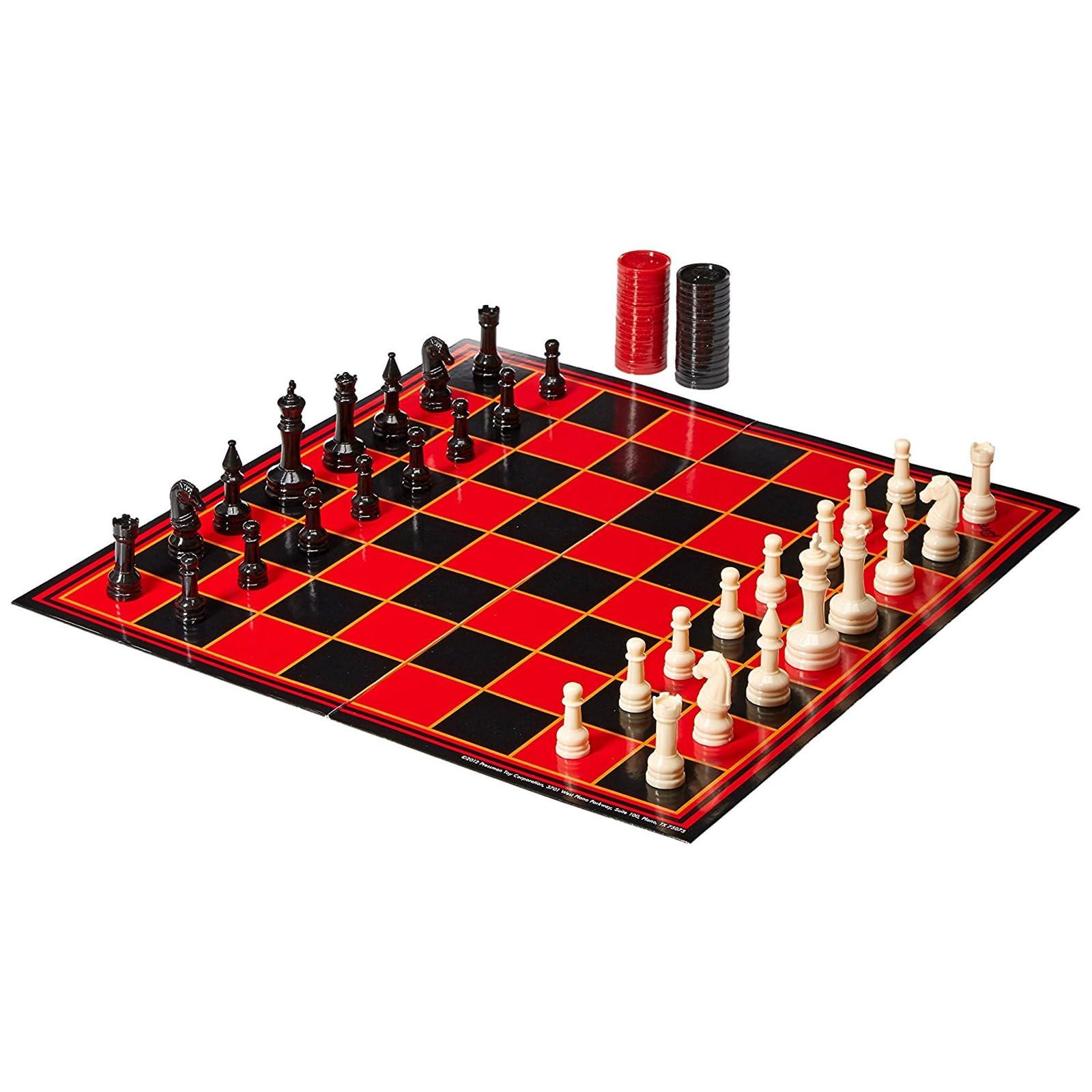 Pressman Chess / Checkers / Backgammon - 3 Games in One with Full Size Staunton Chess Pieces and Interlocking Checkers, 15.62 x 8.00 x 1.50 Inches - Image 2