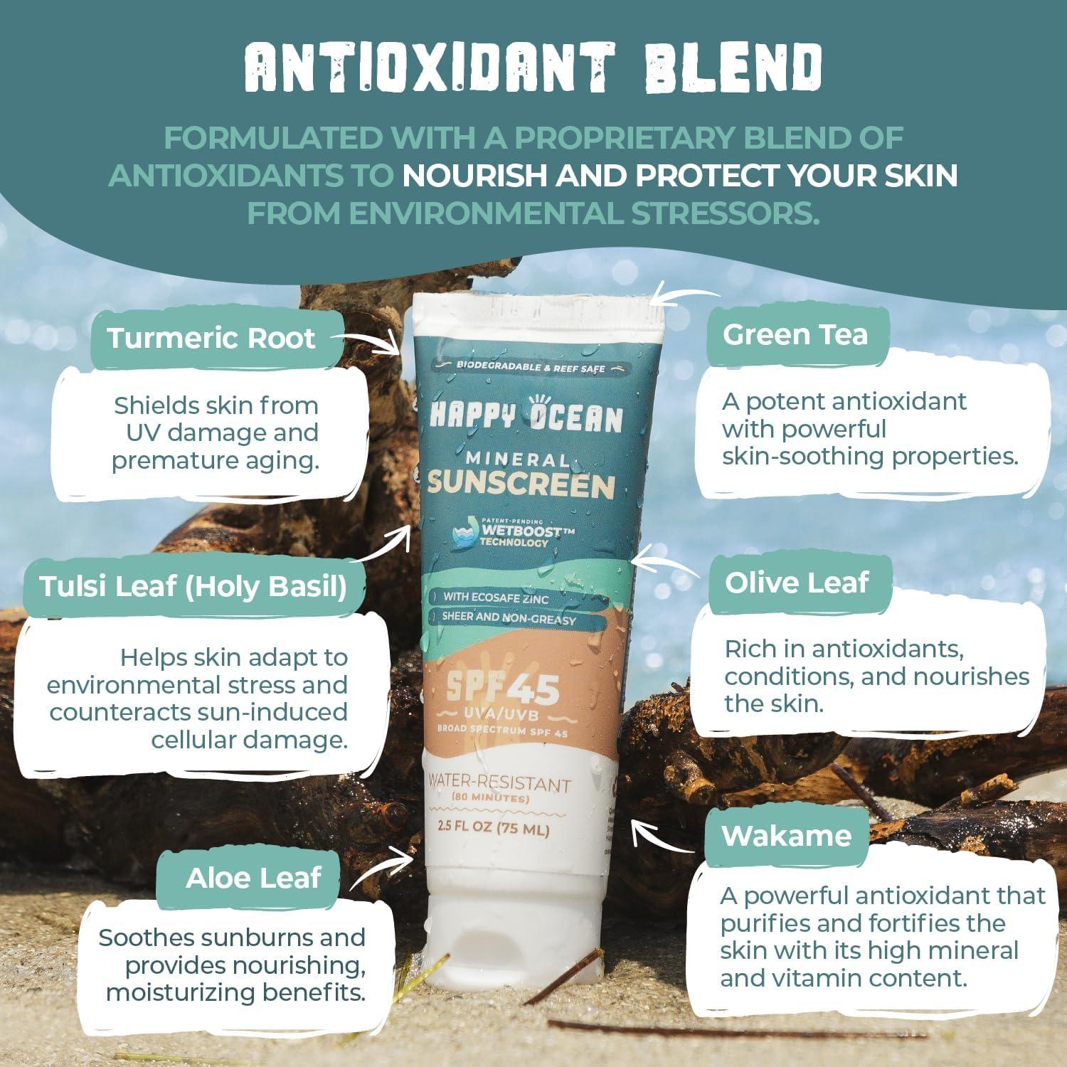 Happy Ocean SPF 45 Biodegradable Reef Safe Sunscreen for Face & Body, Non-Nano Zinc Oxide, Natural Fragrance Free Non Toxic Organic Mineral Sunscreen, Travel Size Reef Friendly Mineral Based 2.5 Fl Oz - Image 8