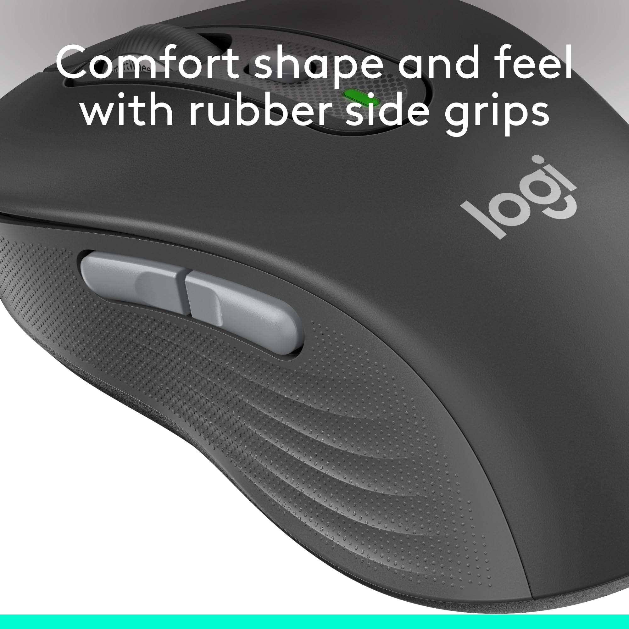 Logitech Signature Plus M750 L Wireless Mouse - for Large Hands, SmartWheel, Bluetooth, Multi Device, 24-Month Battery, Silent Clicks, Customizable Side Buttons, Contoured Shape - Graphite - Image 8