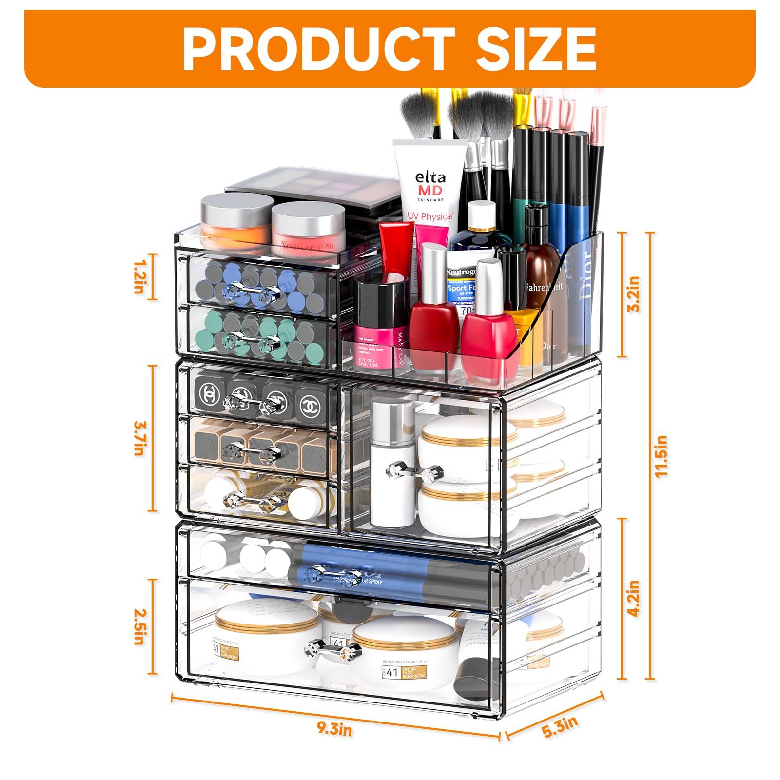 Acrylic Clear Makeup Organizer Countertop,Stackable Skincare Organizer for Vanity With 8 Drawers,Large Plastic Desk Accessories Organization,Bathroom Cosmetic Organizer Countertop for Beauty,Skin Care - Image 3