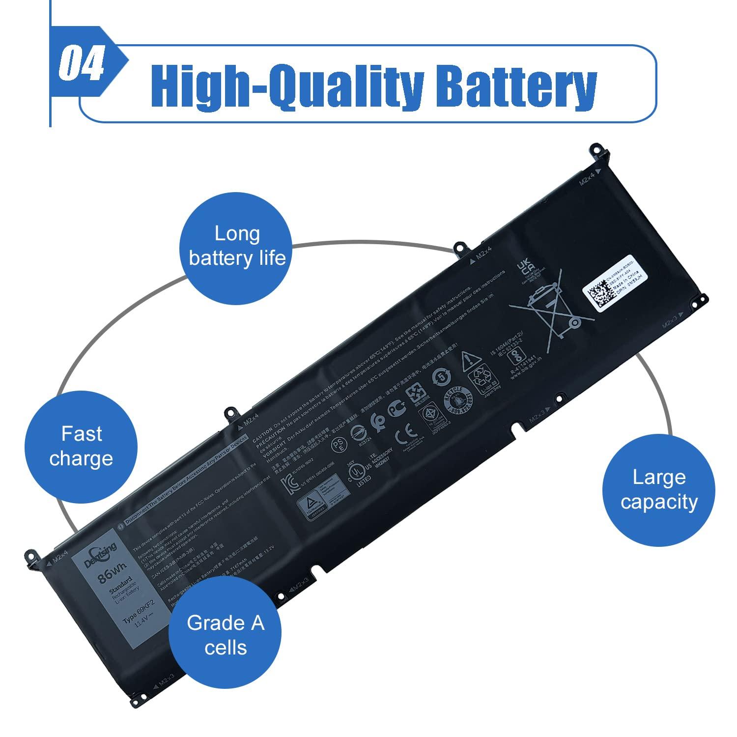 86Wh 69KF2 Laptop Battery Replace for Dell XPS 15 9500 9510 9520 Alienware M15 M17 R3 R4 R5 R6 Precision 5550 5560 5570 G7 15 7500 G15 5510 5511 5515 5520 Inspiron 7510 7610 7620 P87F P91F 8FCTC 11.4V - Image 5