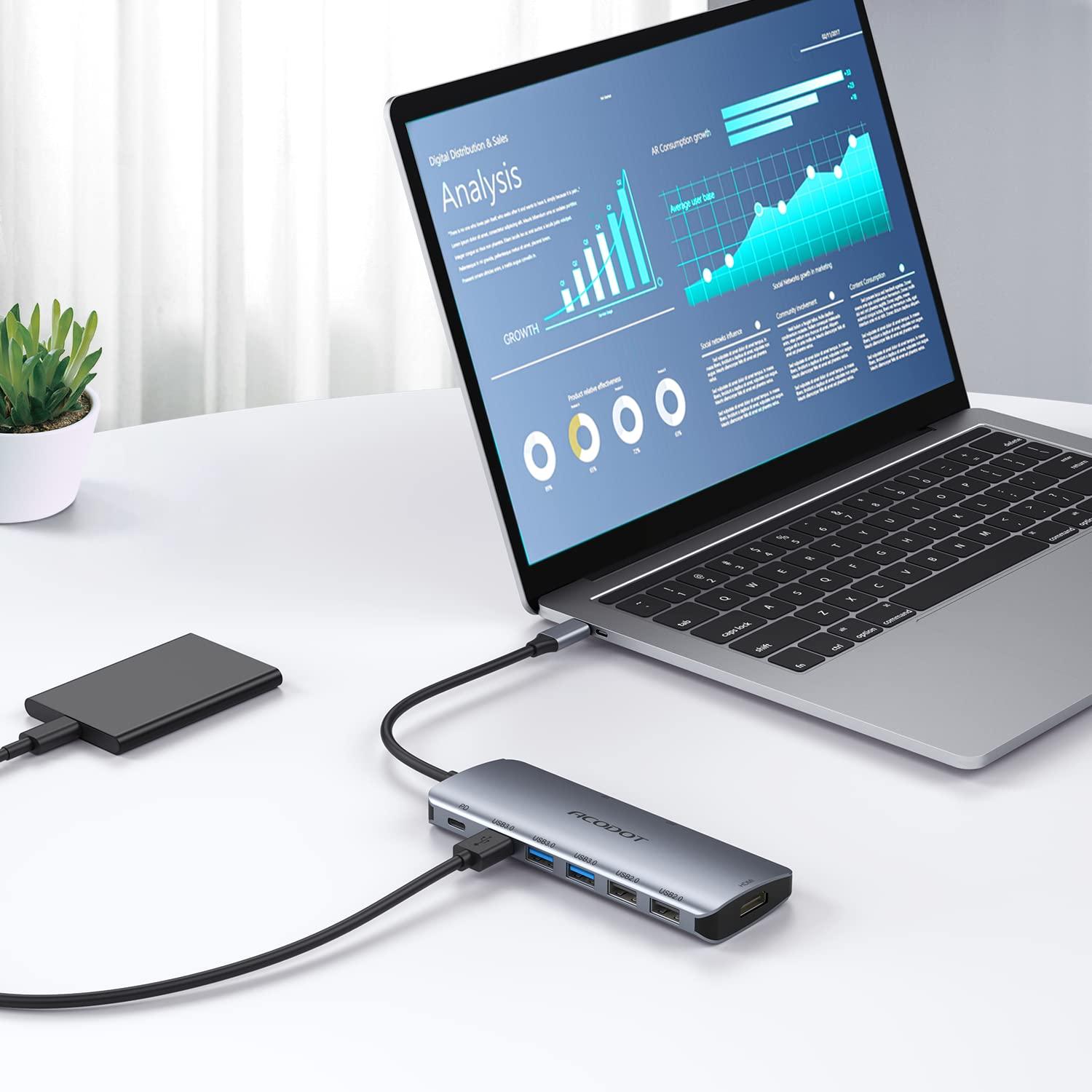 USB C Hub, Acodot 9 in 1 USB C to 4K@60HZ HDMI Multiport Adapter, 3 USB 3.0 Ports, SD/TF Card Reader, 100W PD, Desigend for MacBook Pro Air HP XPS and Other Type C Devices - Image 7