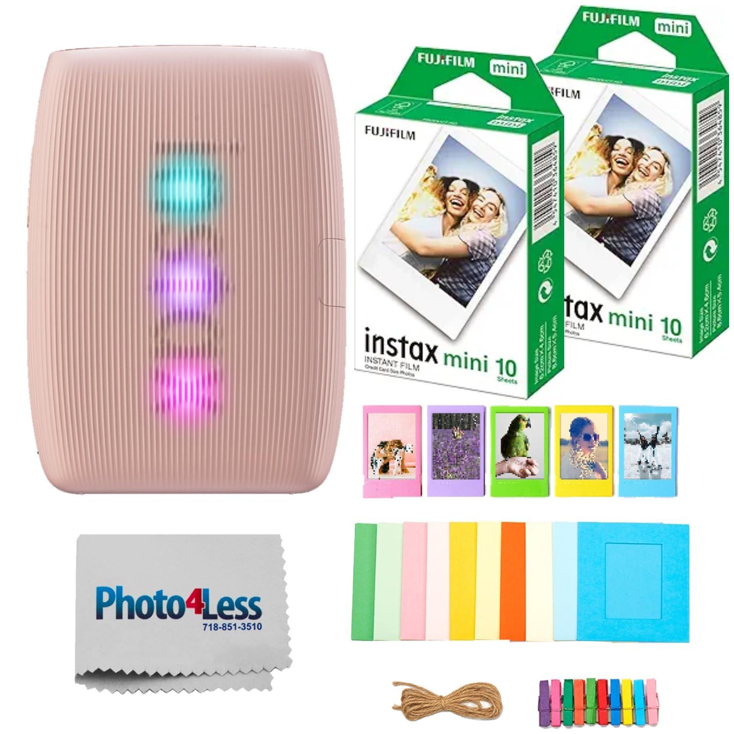 FUJIFILM INSTAX Mini Link 3 Smartphone Printer Bundle with Fujifilm Instax Mini Film (20 Sheets), Hanging Photo Frames, Table top Photo Frame for Mini Film (Rose Pink)