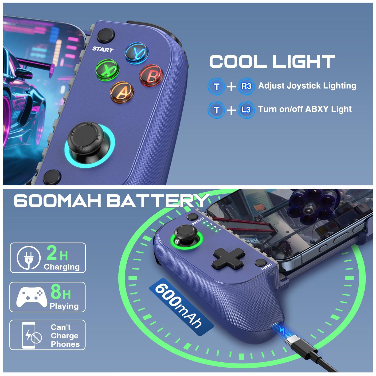 Mobile Game Controller for iPhone/Android, Wireless Phone Controller Support Phone Case, Gaming Controller with Hall Joystick Suitable for Xbox Game Pass, Steam Link, Roblox, Call of Duty & More, Blue - Image 6