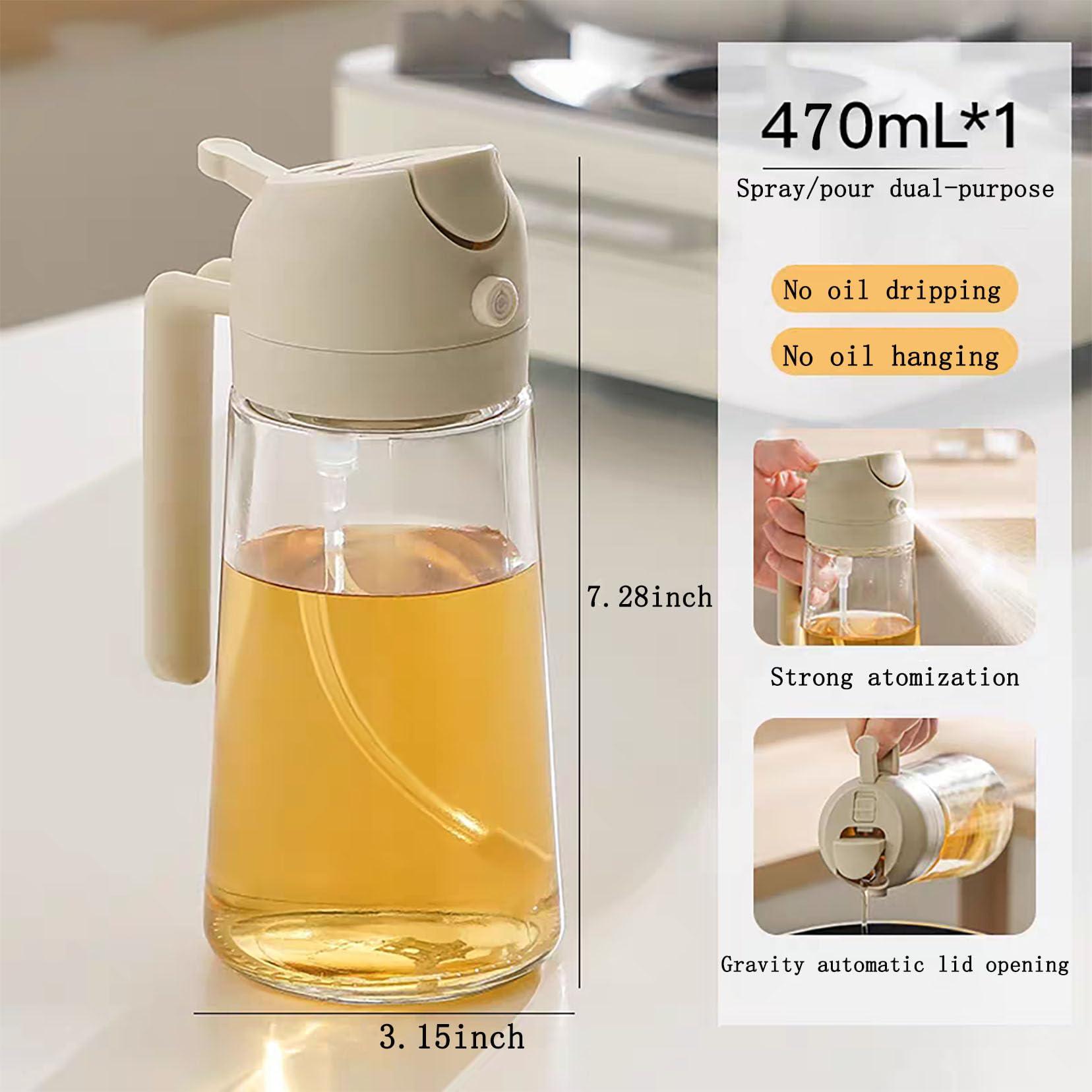 GLBEAR 16oz Olive Oil Dispenser, 2 in 1 Oil Sprayer for Cooking，470ml spray bottles，oil dispenser for kitchen，Salad,BBQ - Image 2