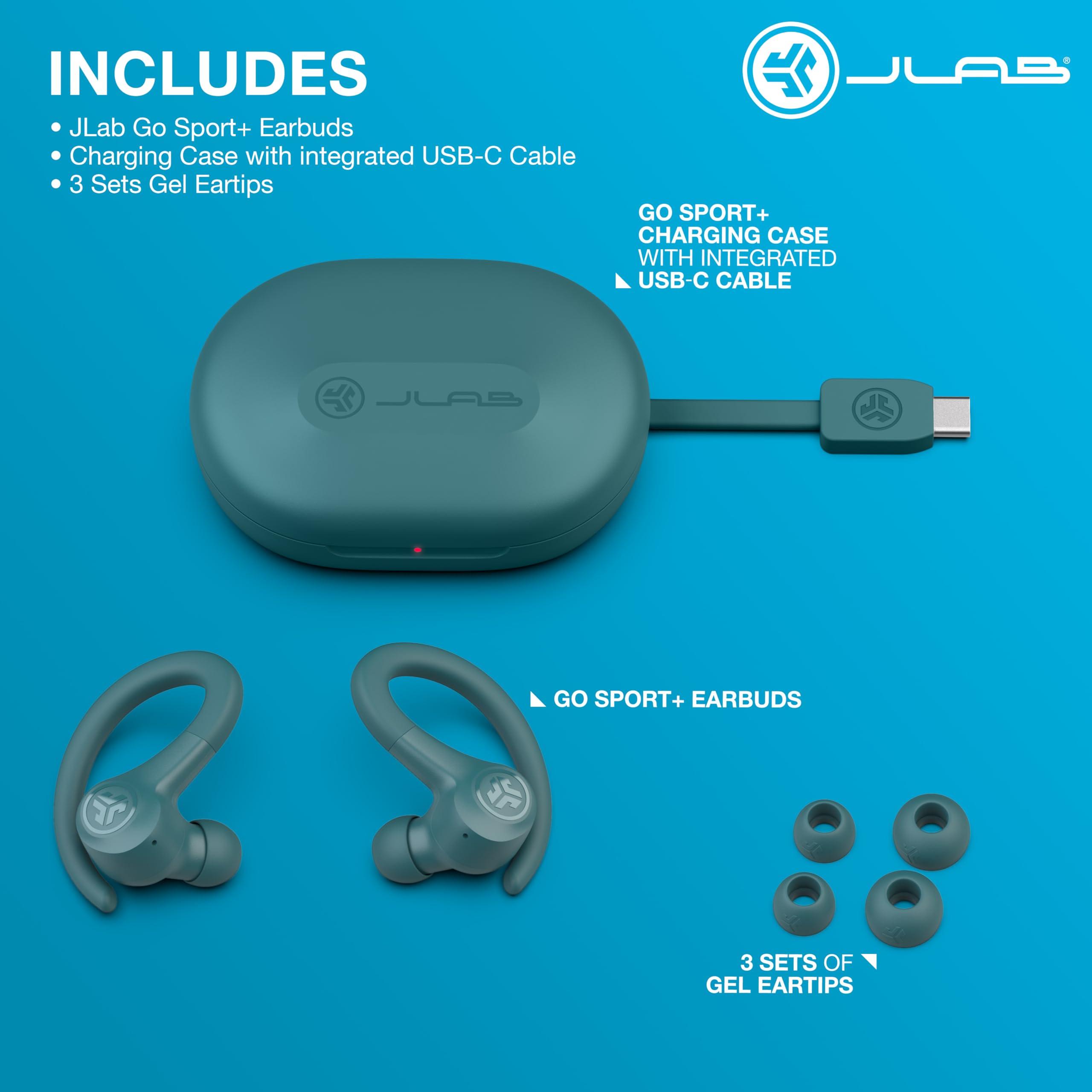 JLab Go Sport+ Wireless Workout Earbuds Featuring C3 Clear Calling, Secure Earhook Sport Design, 35+ Hour Bluetooth Playtime, and 3 EQ Sound Settings (Teal) - Image 4
