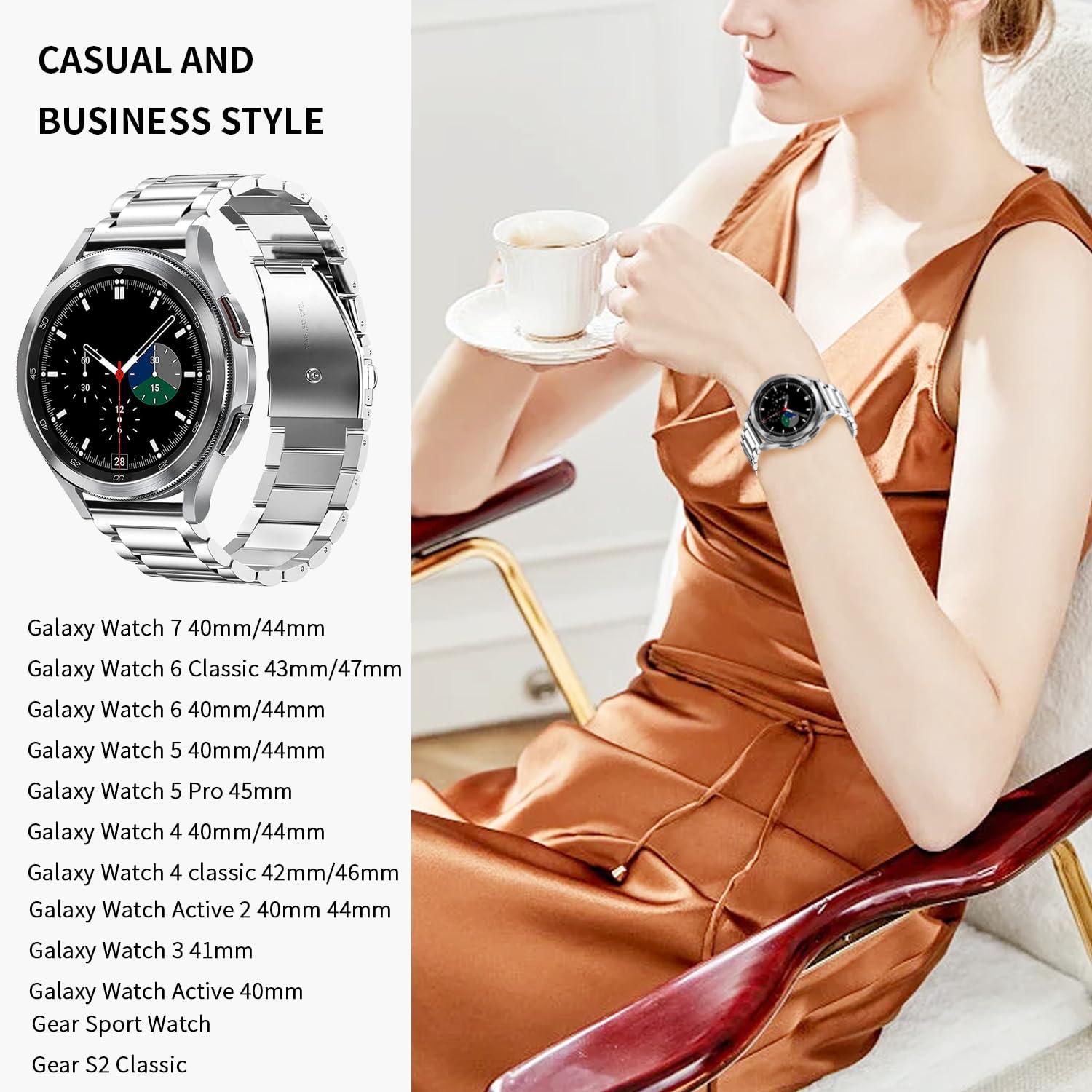Compatible with Samsung Galaxy Watch 7 6 5 4 FE Band Pro Classic Active 2 40mm 44mm 43mm 47mm 45mm 42mm 46mm 20mm Galaxy Watch 3 Band 41mm Men Women Metal Elegant Casual Business Stainless Steel - Image 7