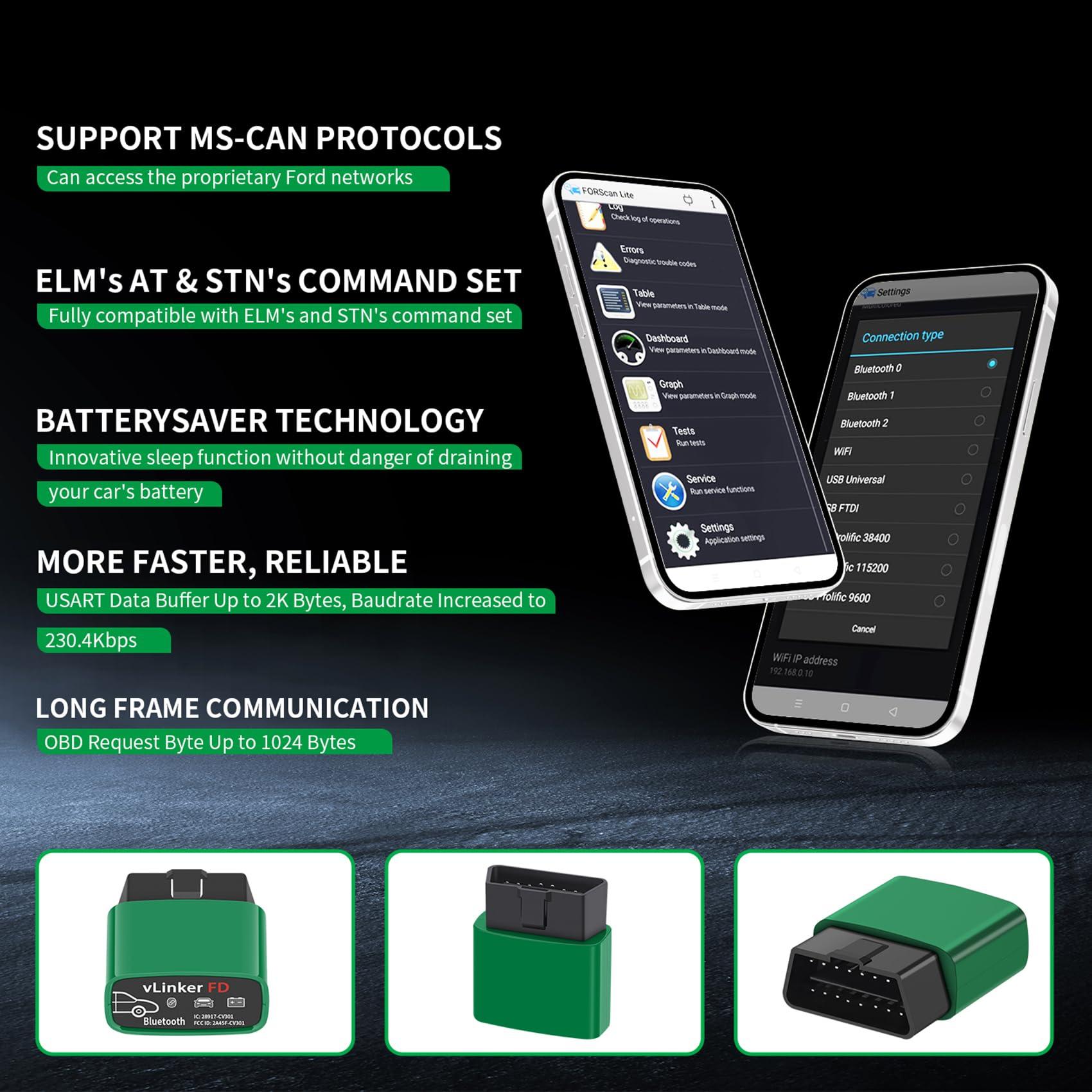 V-gate vLinker FD Bluetooth OBD2 Scanner Diagnostic Tool, Car Code Readers & Scan Tools for Android & Windows (Not iOS), Wireless OBD2 Adapter Auto All System Diagnostic to Check Engine Light - Image 6