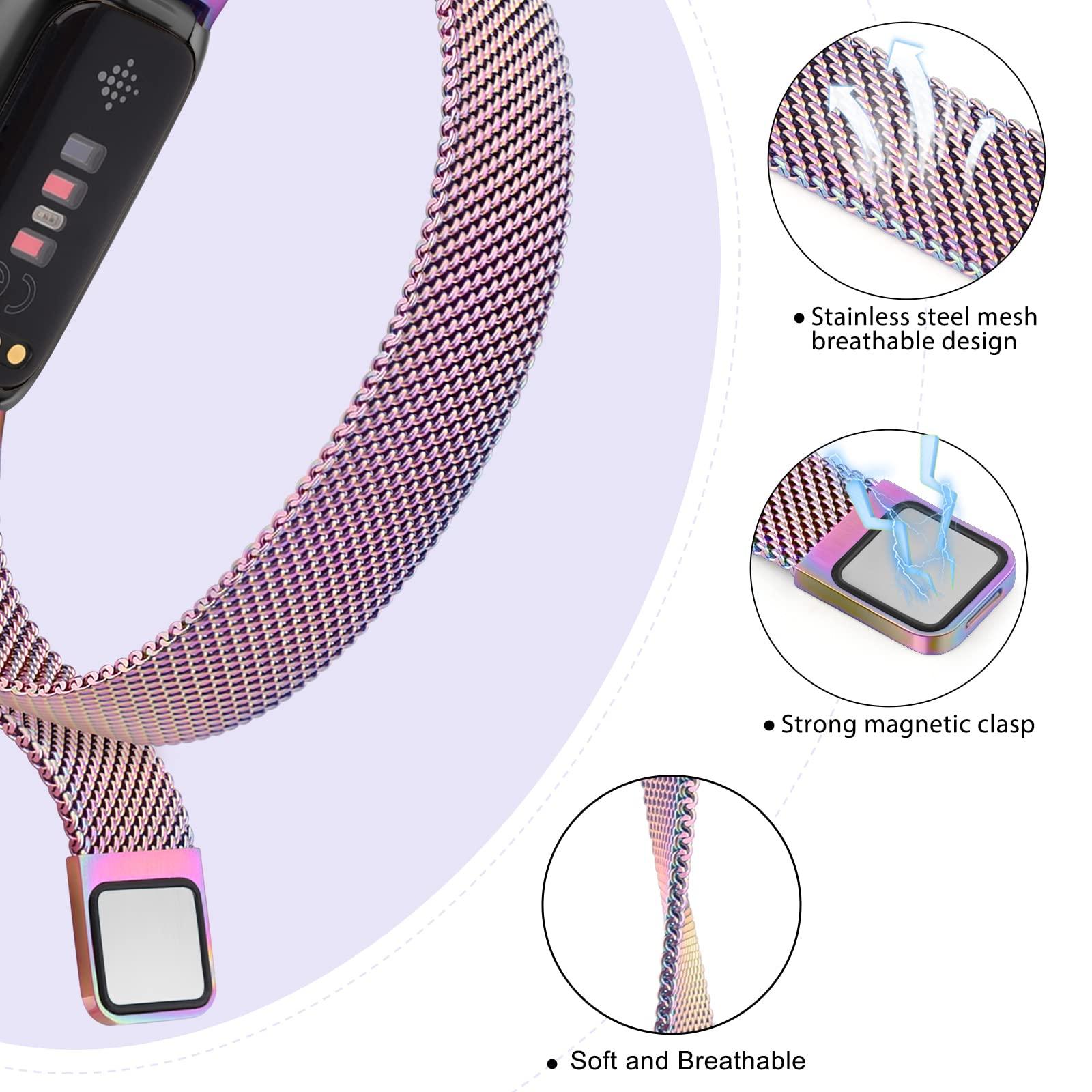 Vanjua for Fitbit Inspire 3 Bands Women Men, Stainless Steel Metal Mesh Loop Adjustable Magnetic Wristband Replacement Straps Compatible with Fitbit Inspire 3 Fitness Tracker - Image 3