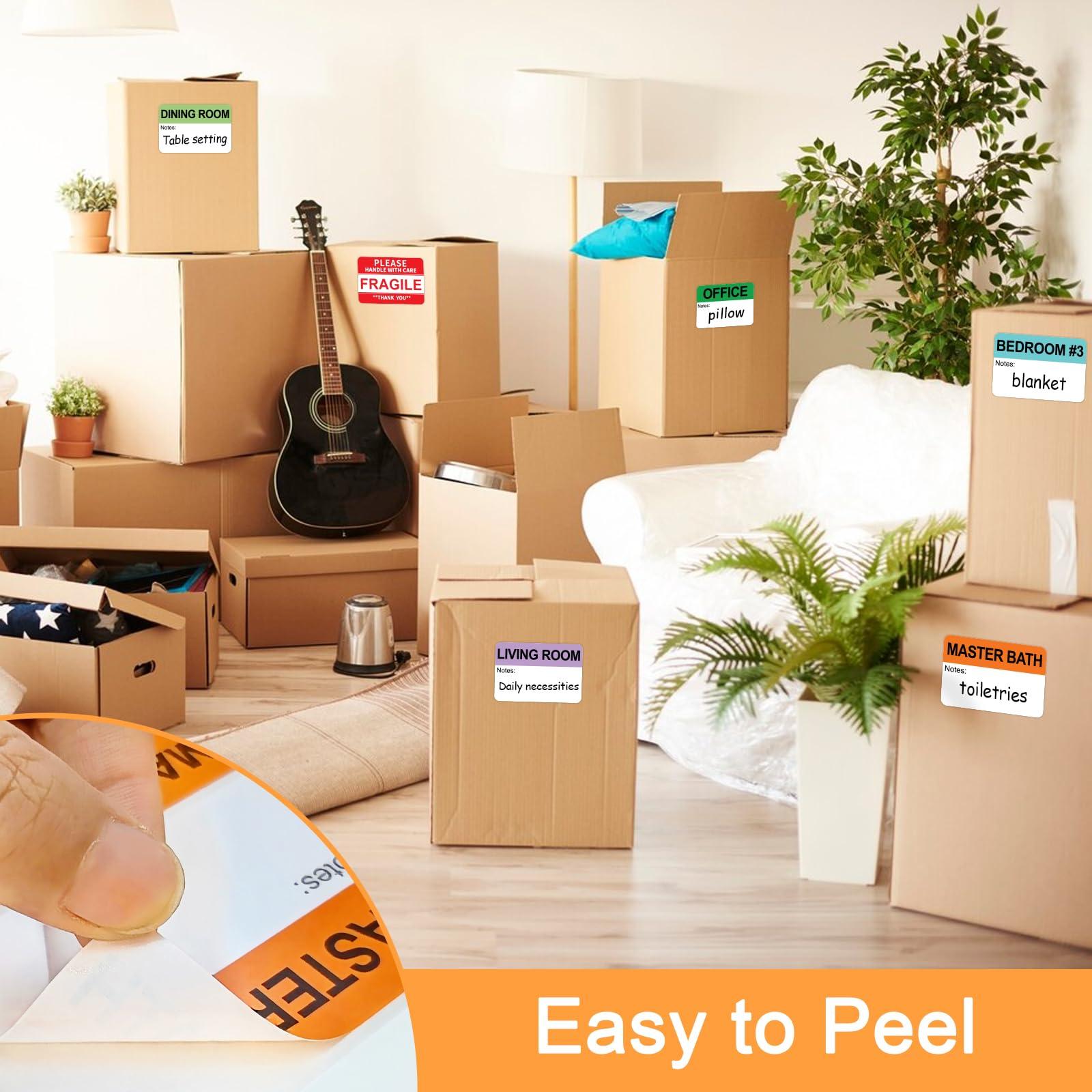 Labelebal 600 Writable Labels - 2' x 3', 20 Color-Coded Home Moving Packing Labels with Fragile, Extra, Heavy Options - Image 3