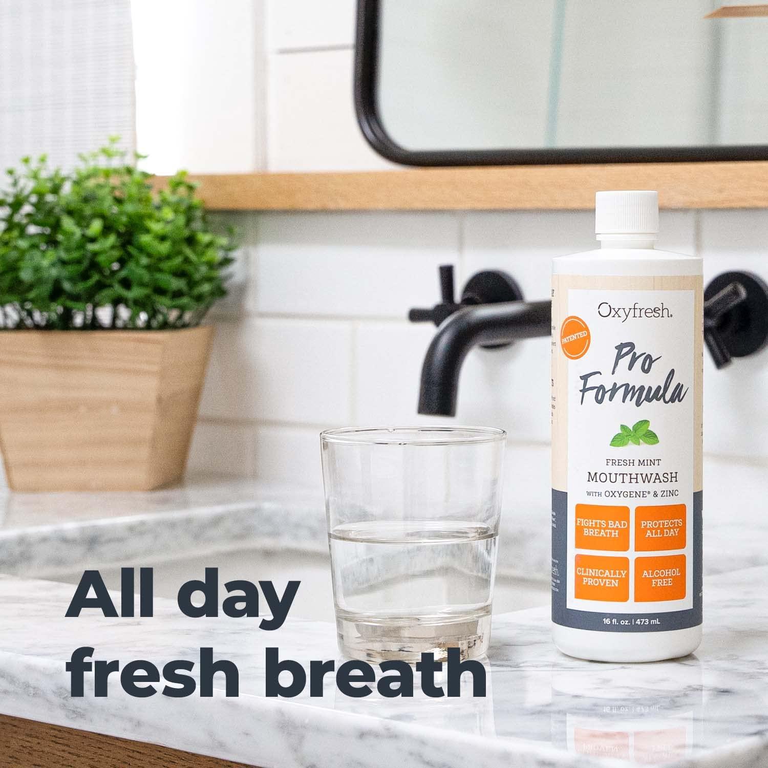 Oxyfresh Premium Pro Formula Fresh Mint Mouthwash – Patented Zinc Mouthrinse for All Day Fresh Breath & Healthy Gums – Refreshing & Alcohol Free Mouthwash | 16oz - Image 5