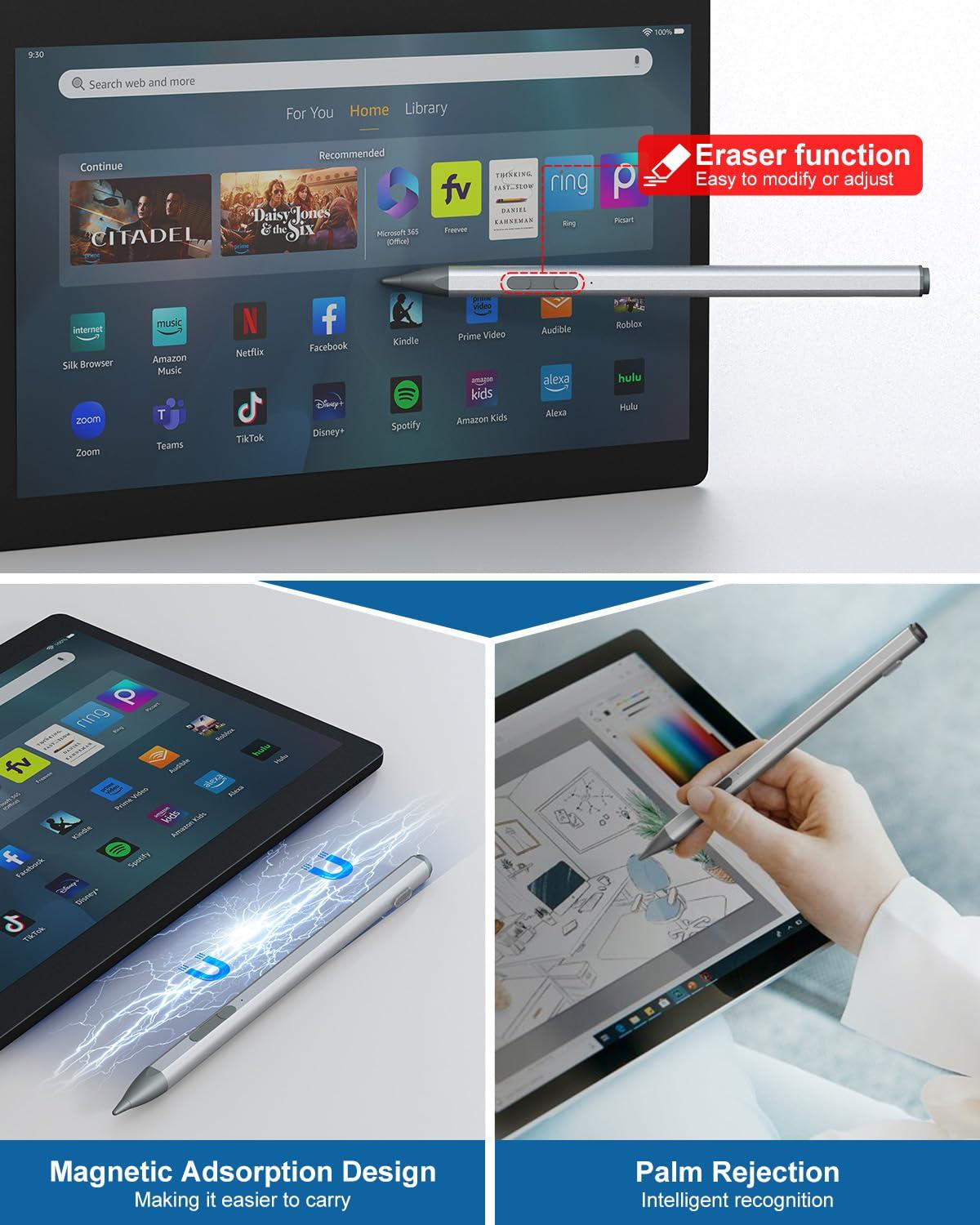 USI 2.0 Stylus Pen - for Amazon Fire Max 11, Lenovo Chromebook Duet, Acer Chromebook Spin314, Google Pixel Tablet Stylus, 4096 Pressure Magnetic Kindle Fire Max 11 Pen Spare Tips Included USI Stylus - Image 6