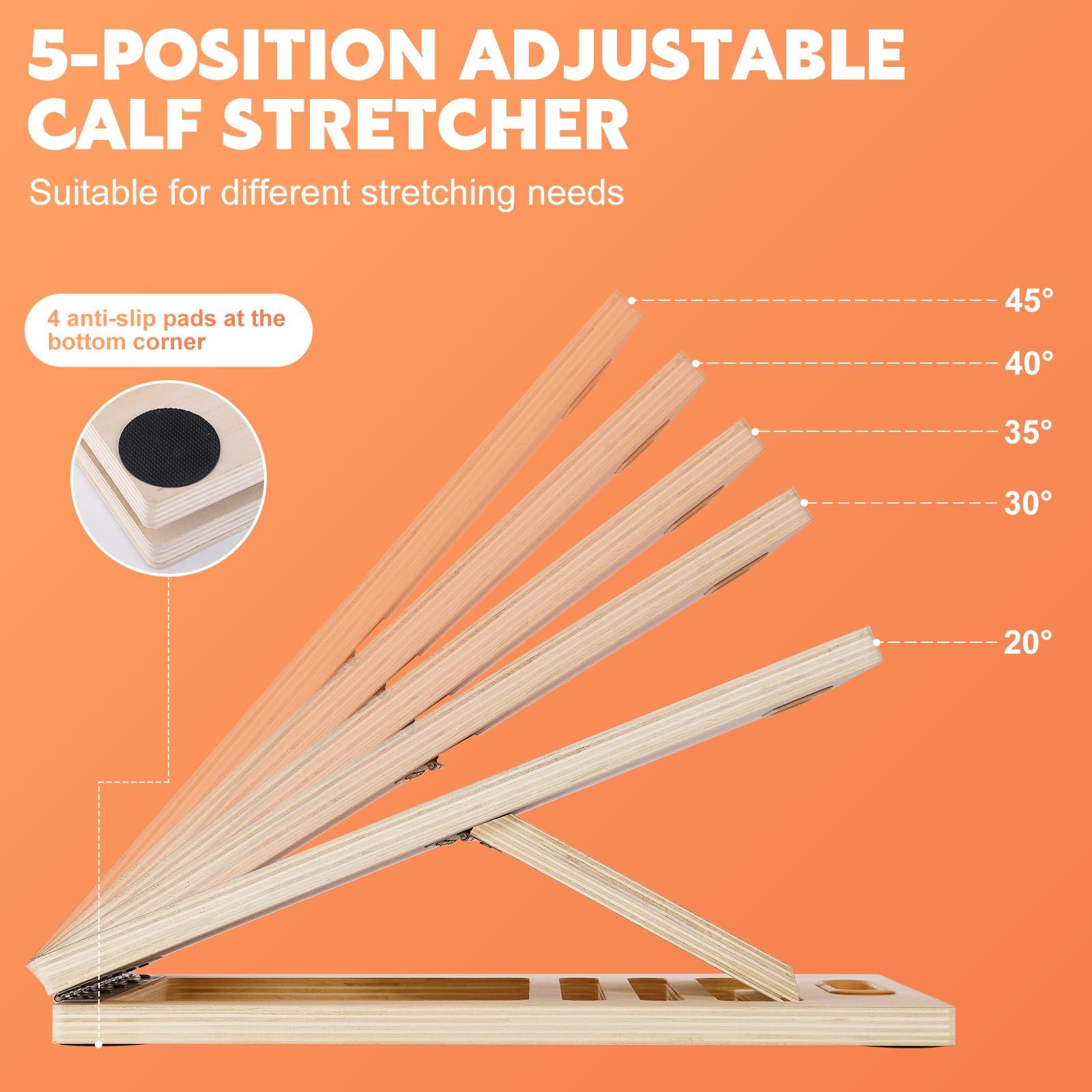 Slant Board for Calf Stretching, Adjustable Wooden Calf Stretcher Incline Board, Calf Stretch Board for Squats Leg Knees Heel Ankle Stretching - Image 4