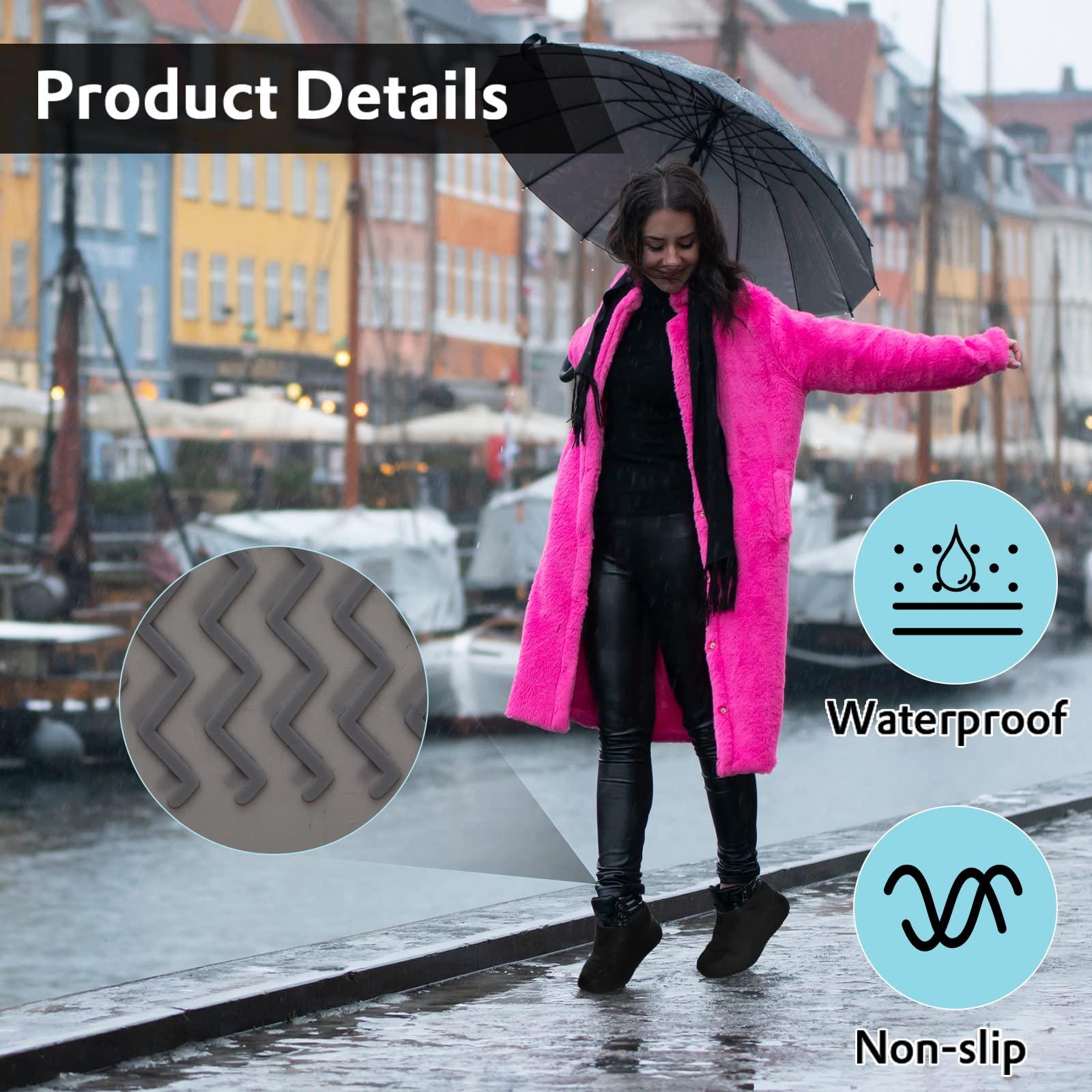 3 Pairs Silicone Shoes Covers Rain Waterproof Reusable Boots Cover Non Slip Overshoes Unisex Protector Indoor Multi Use Black White Gray, Fits up to 6. 5-11. 5 Us Men and 6. 5-12 Us Women Size(Large) - Image 3