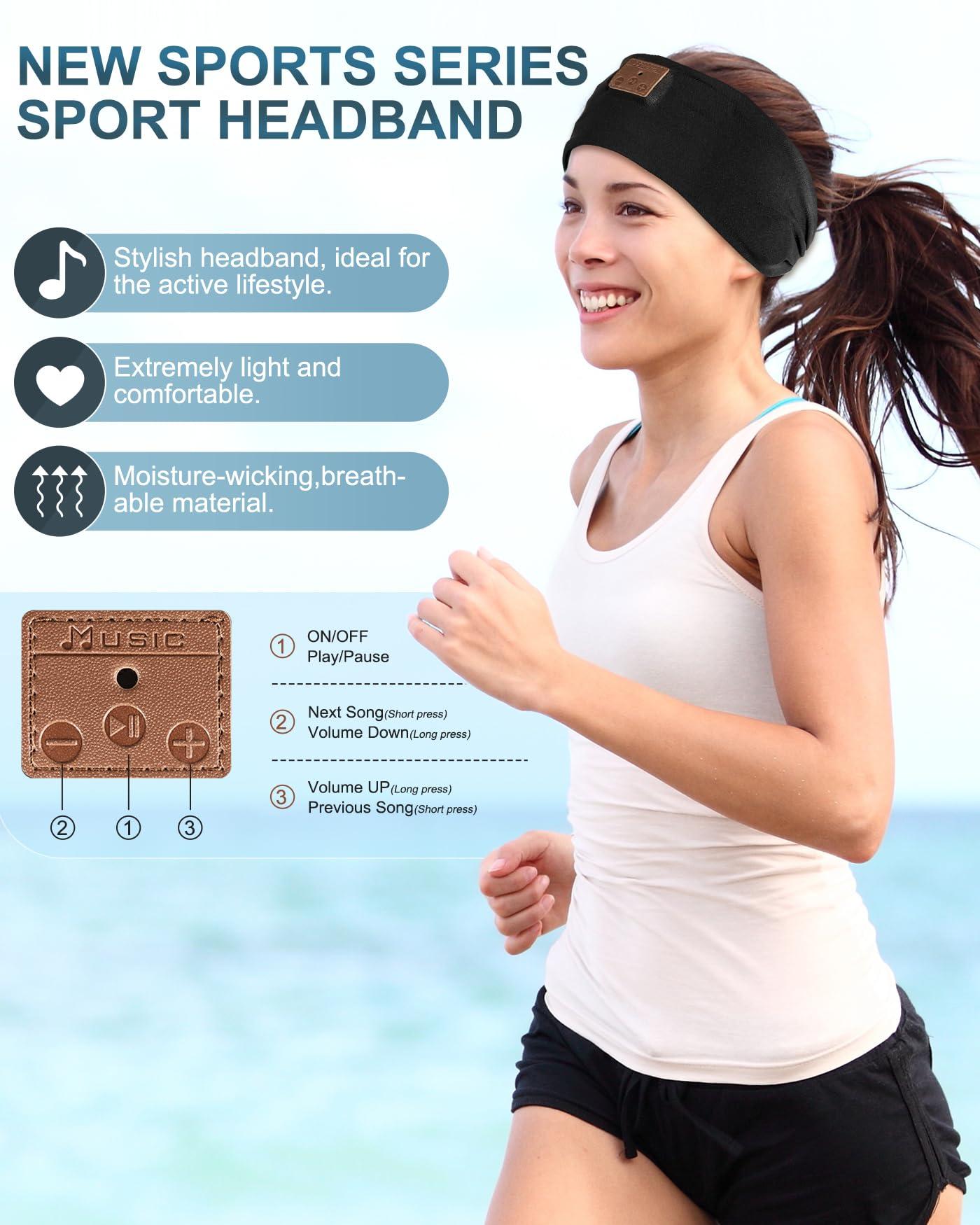 Mixiba 2-Pack Sleeping Headphones, Headband Headphones with Ultra-Thin HD Stereo Speaker, Bluetooth Headband for Sports, Workouts, Insomnia, Yoga, Air Travel, Meditation - Black&Grey - Image 4